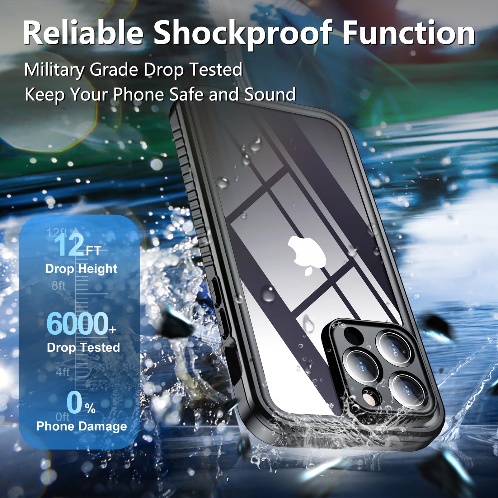 Foto 4 pulgar | Funda De Teléfono Spidercase Impermeable Para Iphone 14 Pro Negra - Venta Internacional.