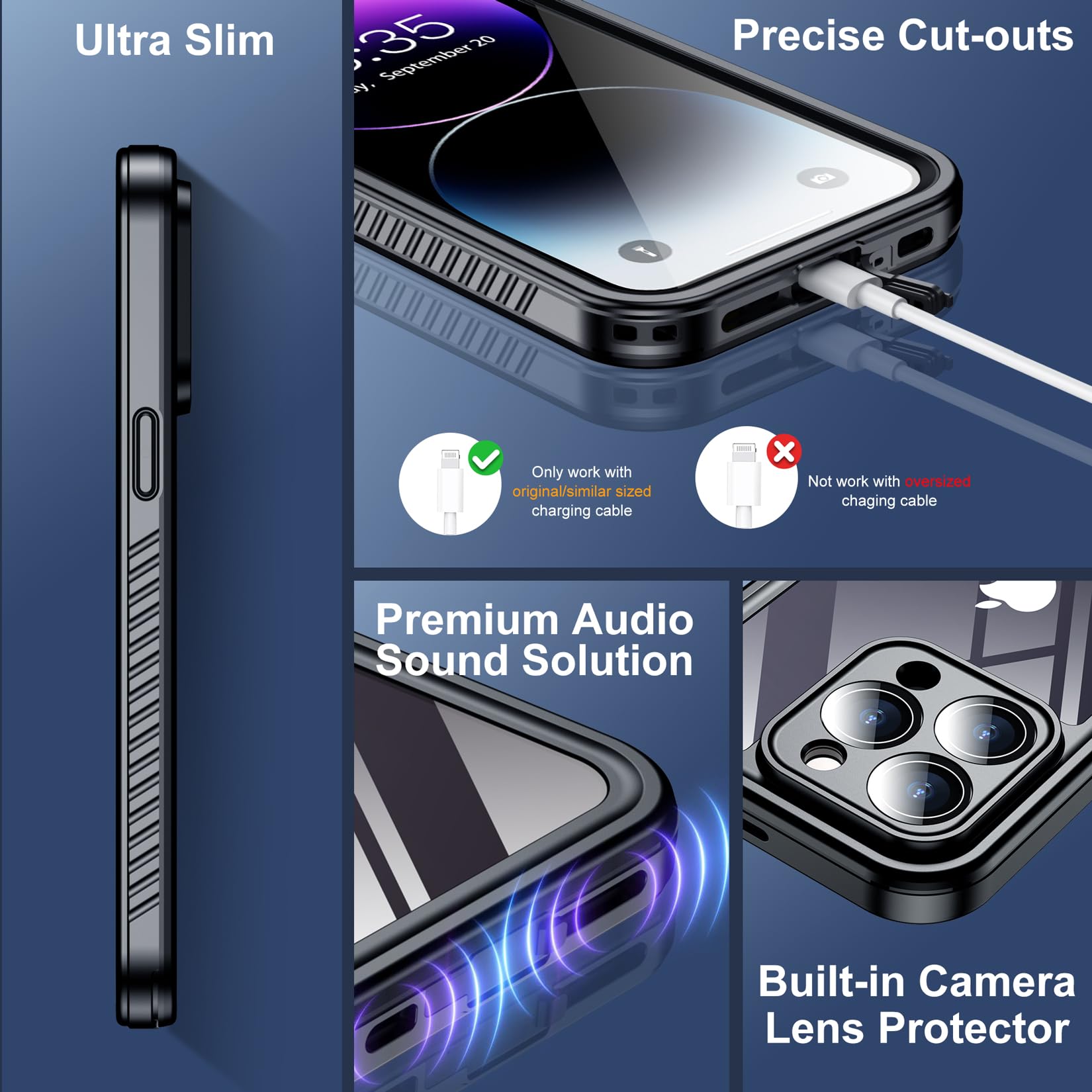 Foto 5 pulgar | Funda De Teléfono Spidercase Impermeable Para Iphone 14 Pro Negra - Venta Internacional.