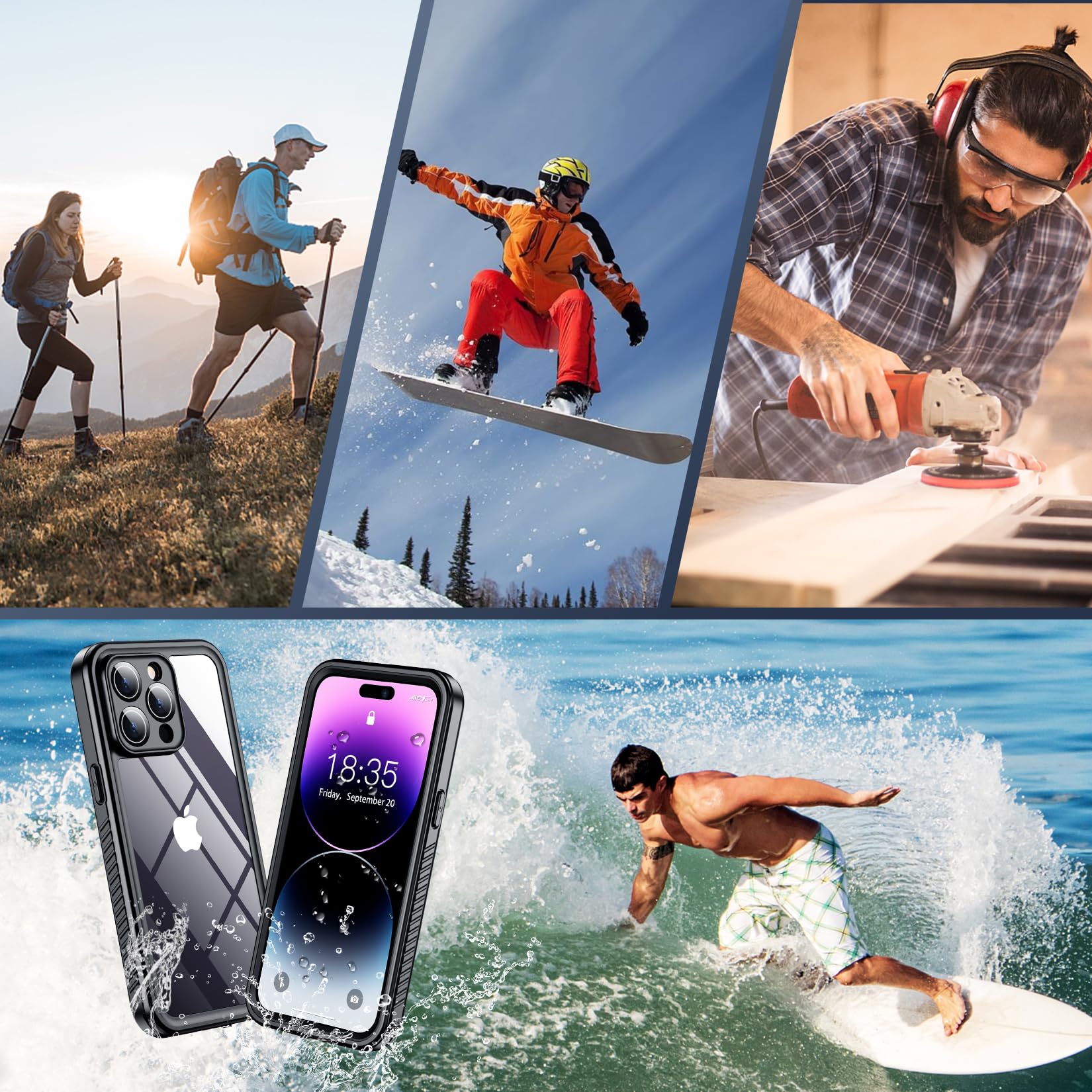 Foto 8 pulgar | Funda De Teléfono Spidercase Impermeable Para Iphone 14 Pro Negra - Venta Internacional.