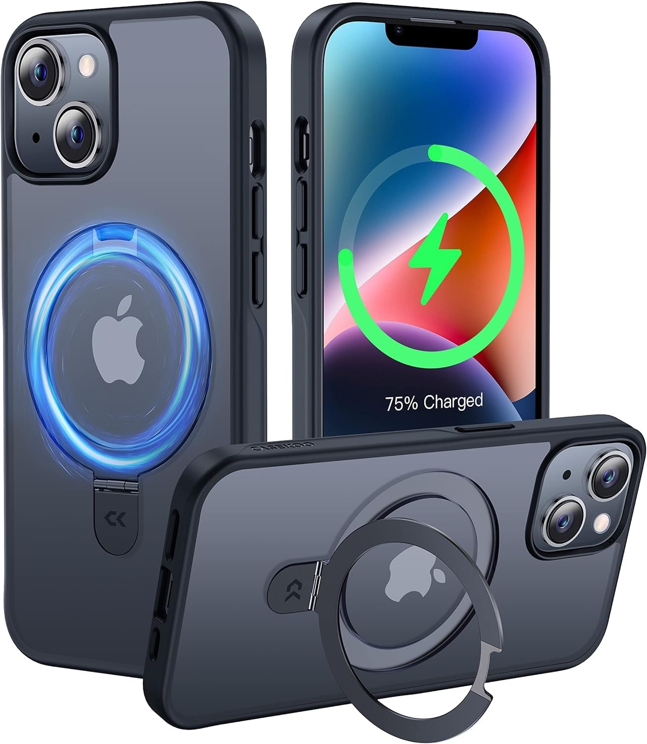 Funda Casekoo Para Iphone 14/13 Con Soporte Magnético, Color Negro - Venta Internacional.