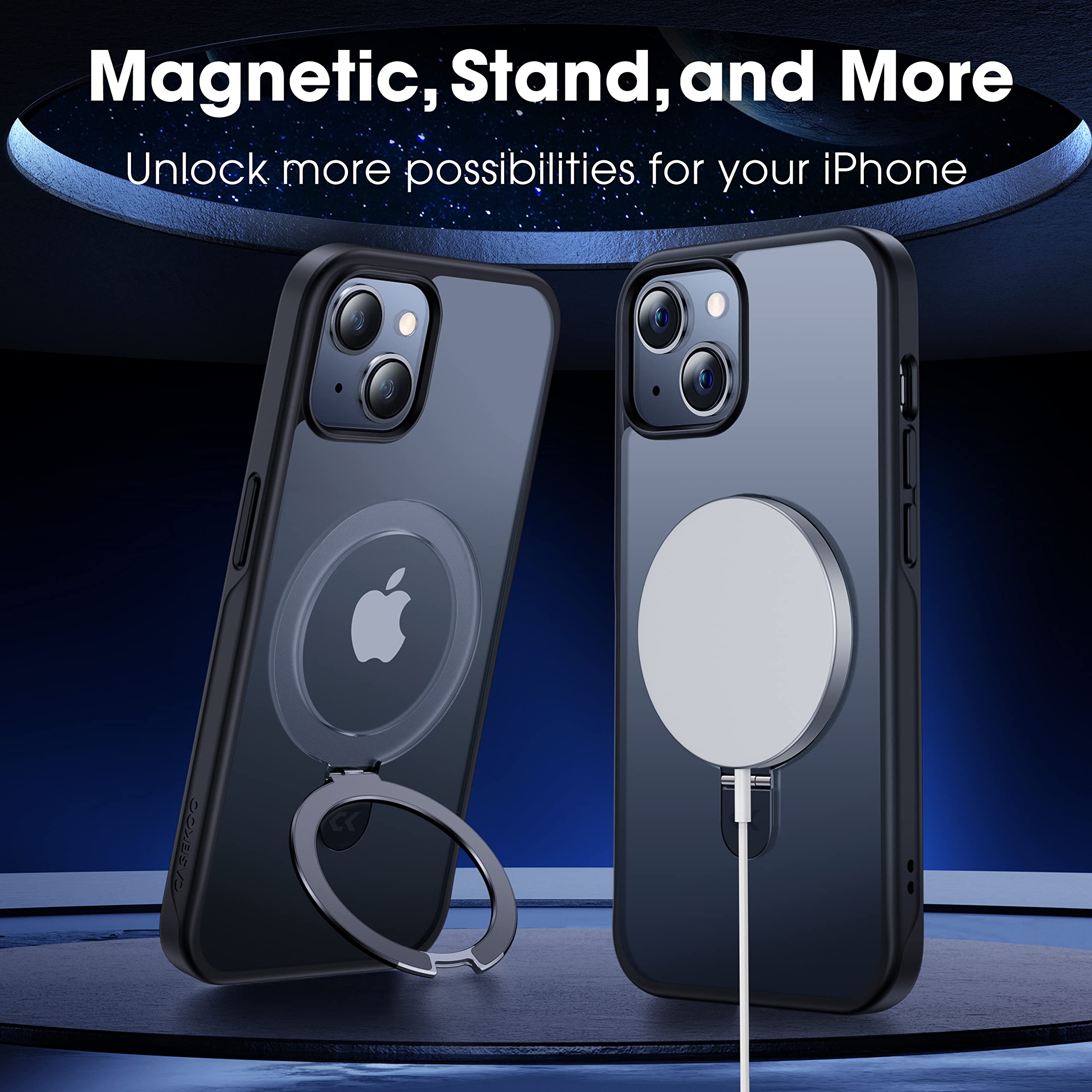 Foto 7 pulgar | Funda Casekoo Para Iphone 14/13 Con Soporte Magnético, Color Negro - Venta Internacional.