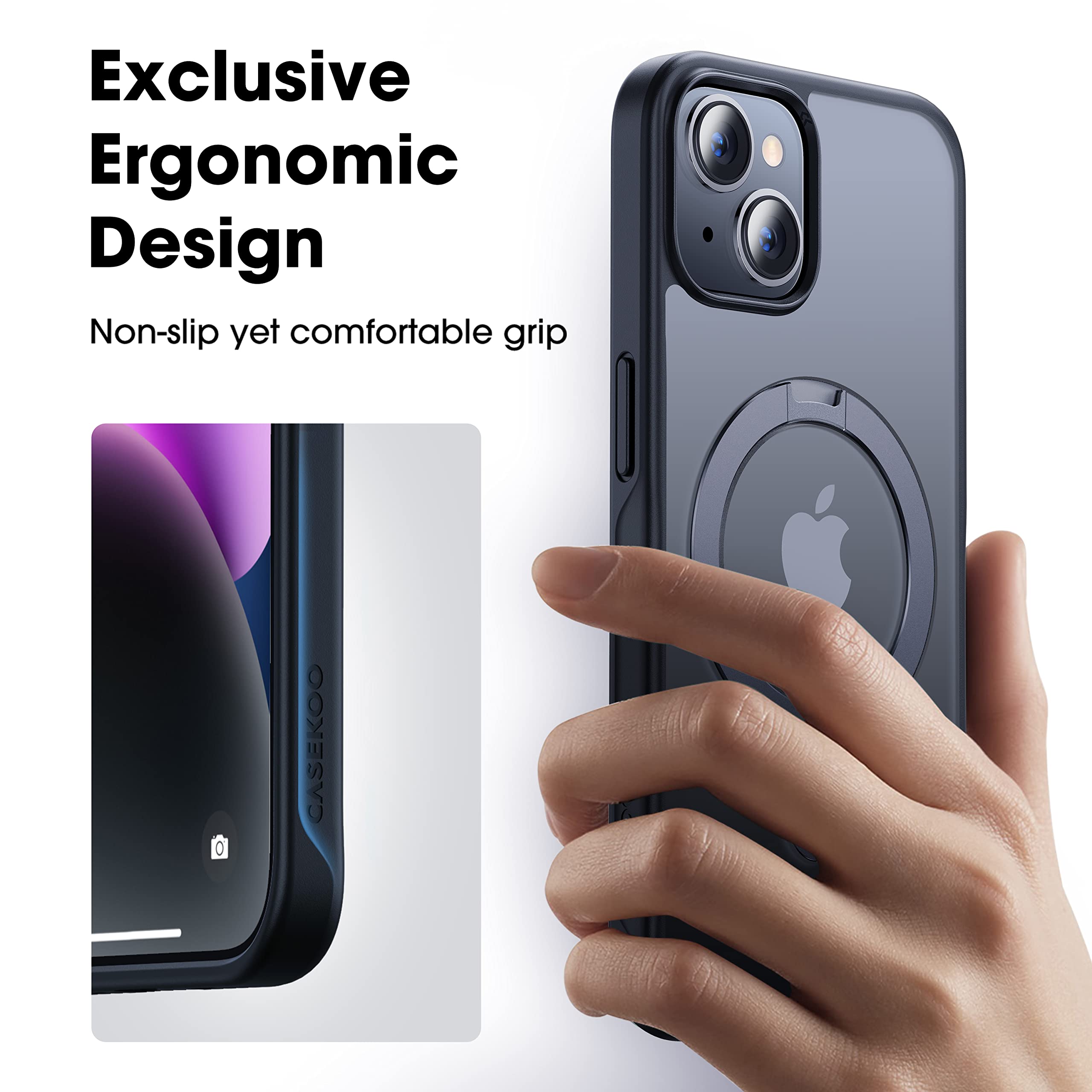 Foto 8 pulgar | Funda Casekoo Para Iphone 14/13 Con Soporte Magnético, Color Negro - Venta Internacional.