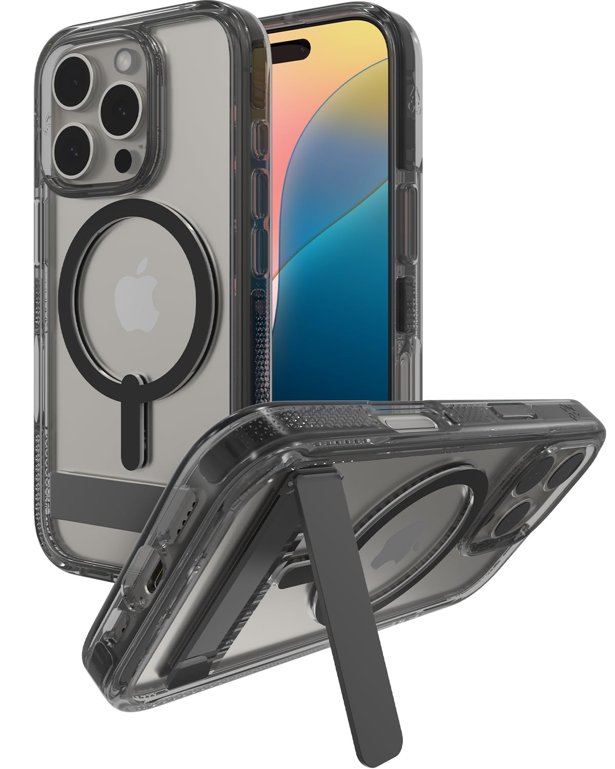 Foto 2 pulgar | Funda Zagg Santa Cruz Snap Con Soporte Para Iphone 16 Pro, Color Negro - Venta Internacional.