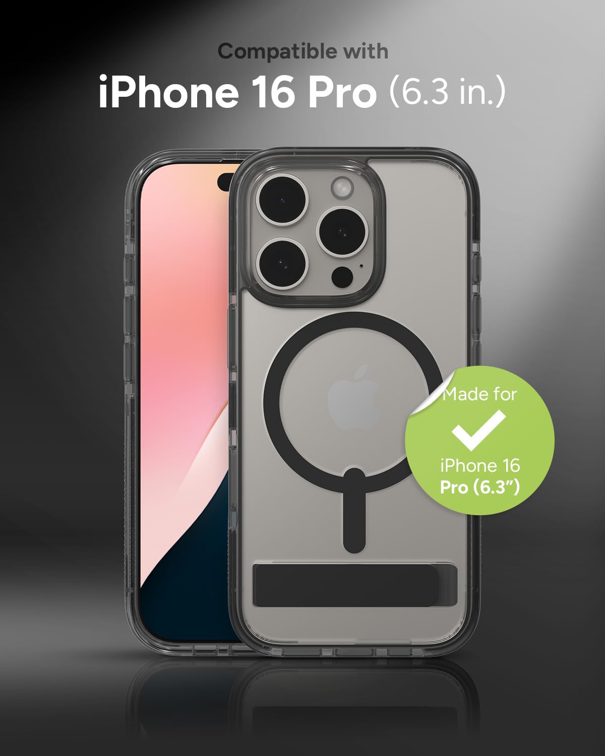 Foto 2 | Funda Zagg Santa Cruz Snap Con Soporte Para Iphone 16 Pro, Color Negro - Venta Internacional.