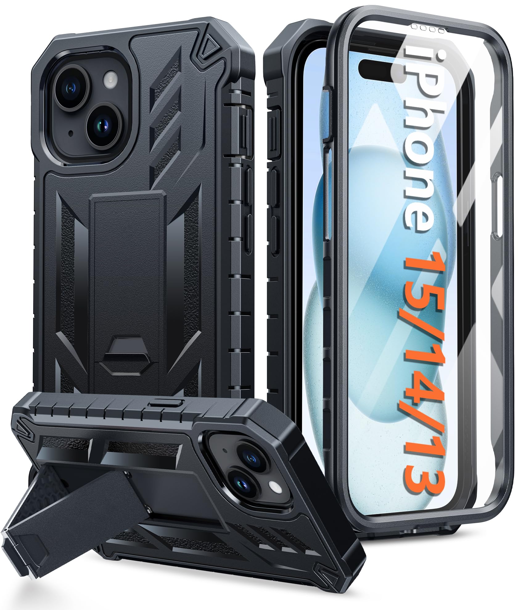 Funda De Teléfono Fntcase Para Iphone 15, Grado Militar, Negra De 6.1 Pulgadas - Venta Internacional.