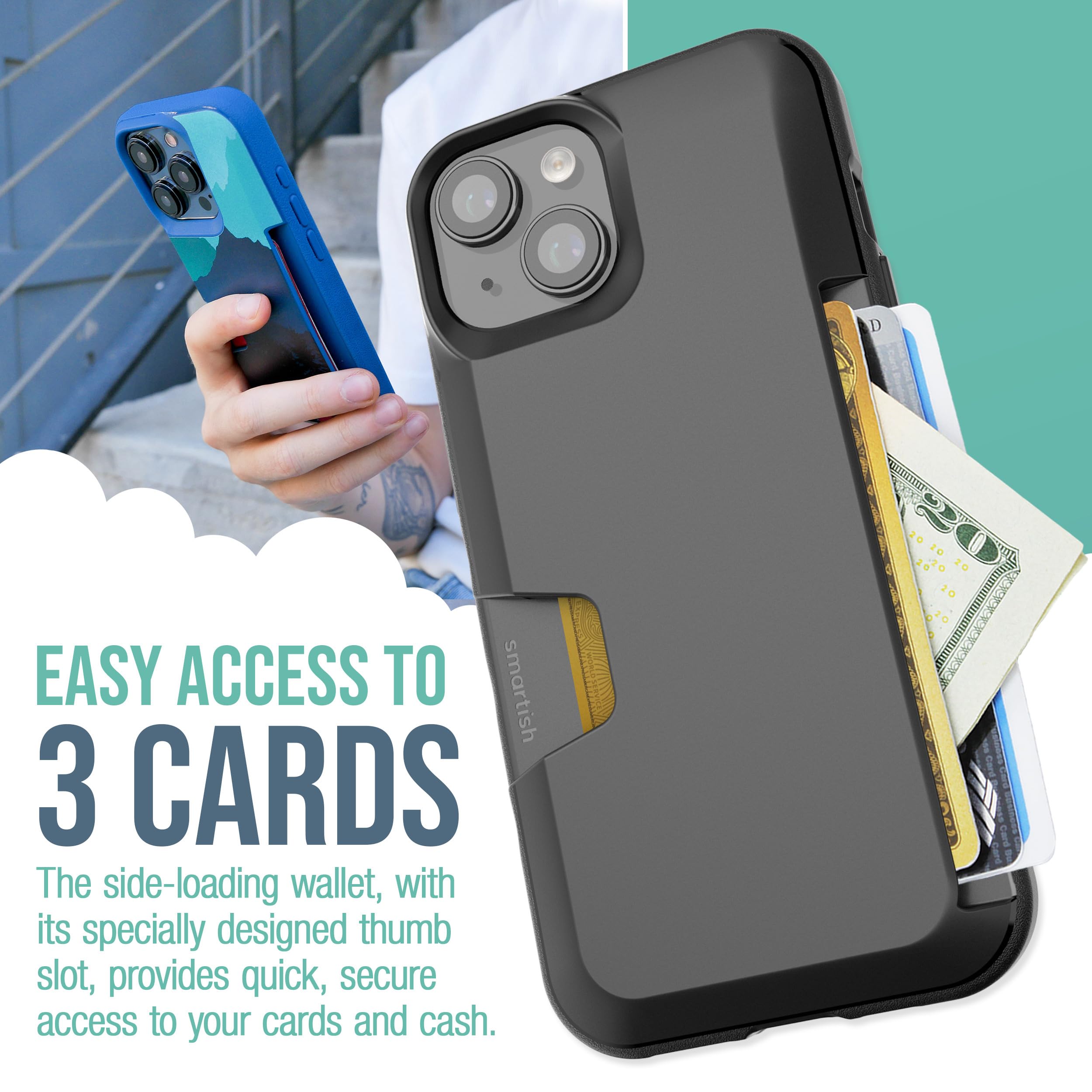 Foto 3 pulgar | Funda Tipo Cartera Smartish Para Iphone 15 Wallet Slayer Vol. 1, Color Negro - Venta Internacional.
