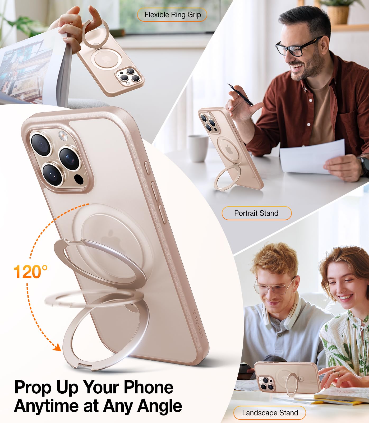Foto 5 pulgar | Funda Torras Desert Titanium Para Iphone 16 Pro Max Con Soporte - Venta Internacional.