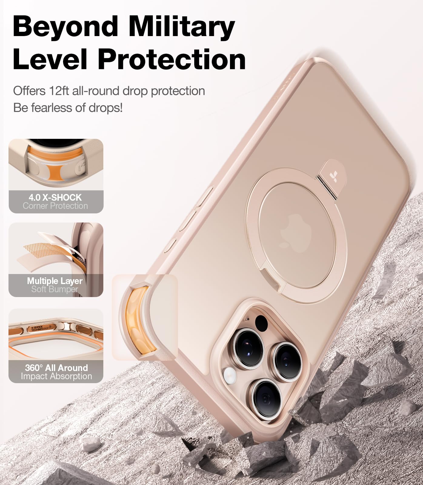 Foto 6 pulgar | Funda Torras Desert Titanium Para Iphone 16 Pro Max Con Soporte - Venta Internacional.