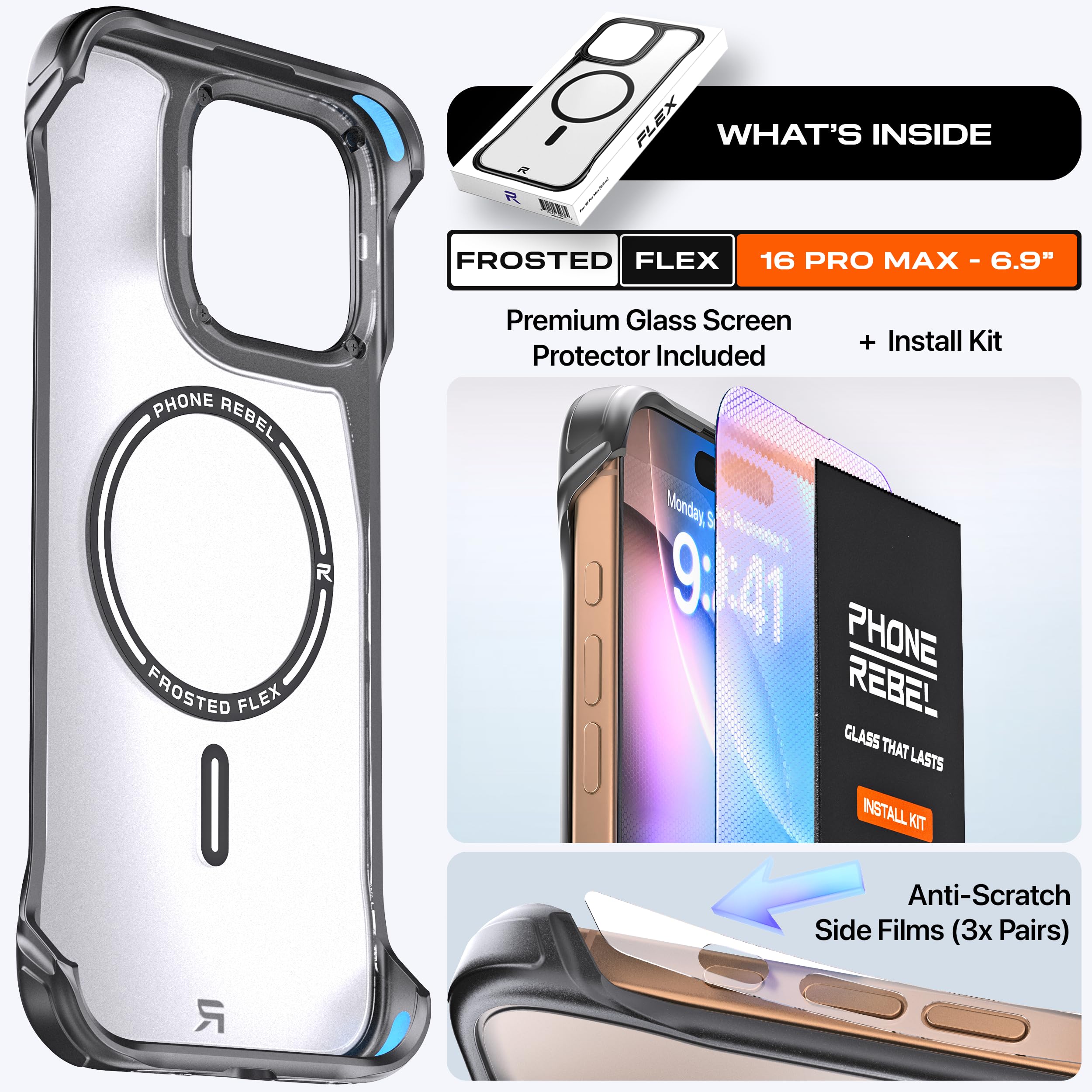 Foto 7 pulgar | Funda Para Teléfono Rebel Iphone 16 Pro Max Clear Frosted Flex Series - Venta Internacional.
