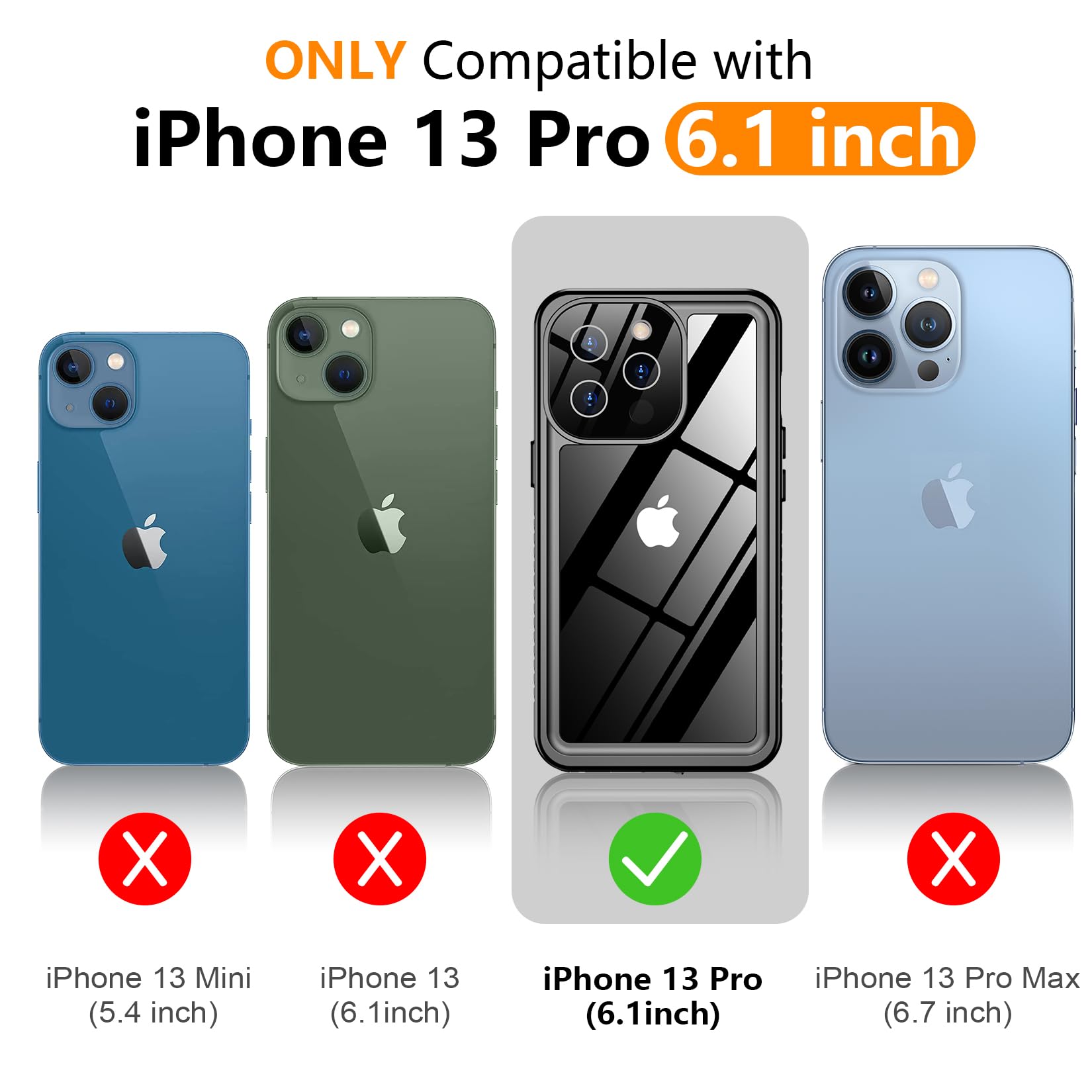 Foto 3 pulgar | Funda Impermeable Temdan Con Protector De Pantalla Para Iphone 13 Pro De 6.1 Pulgadas - Venta Internacional.