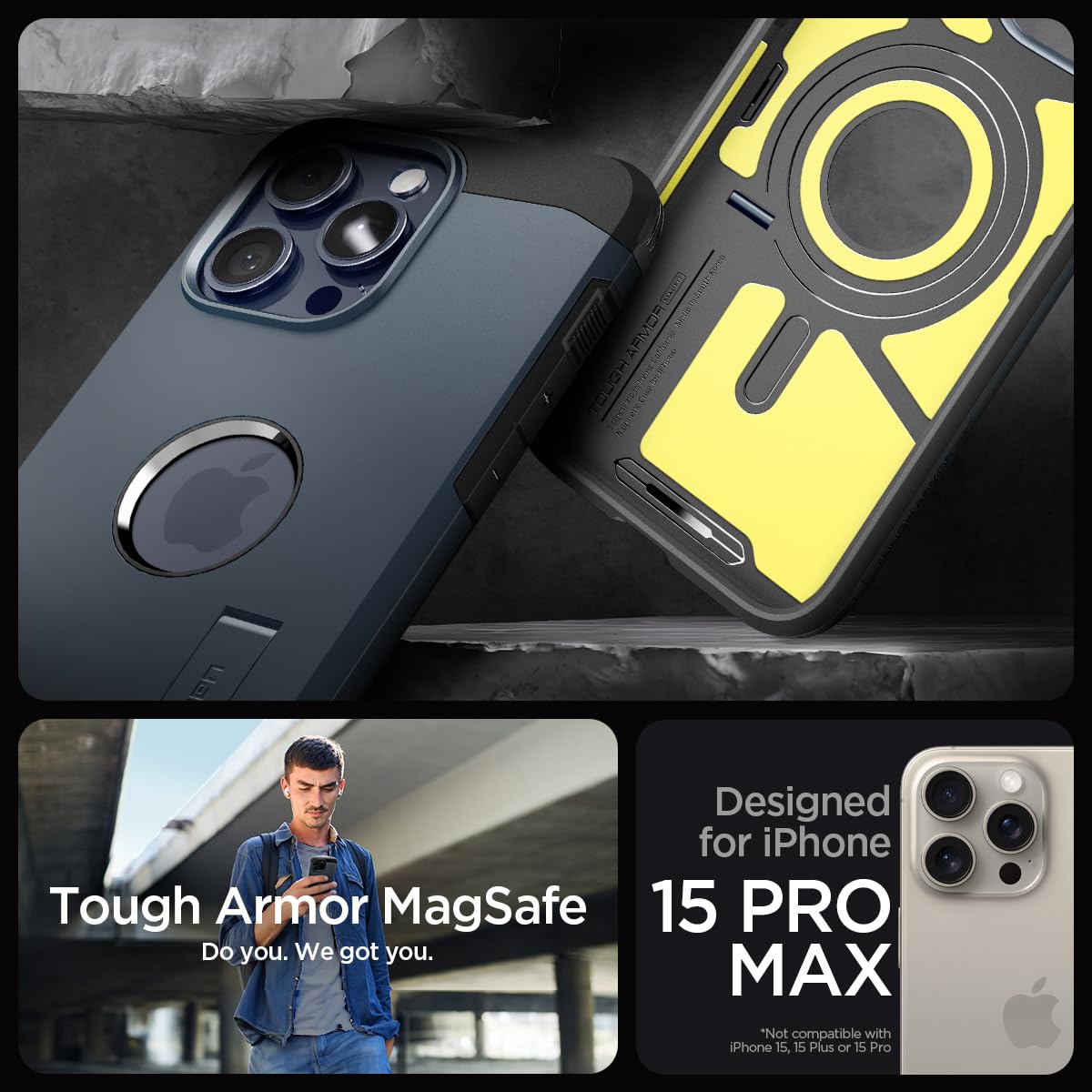 Foto 3 pulgar | Funda Spigen Tough Armor Magfit Para Iphone 15 Pro Max - Venta Internacional.
