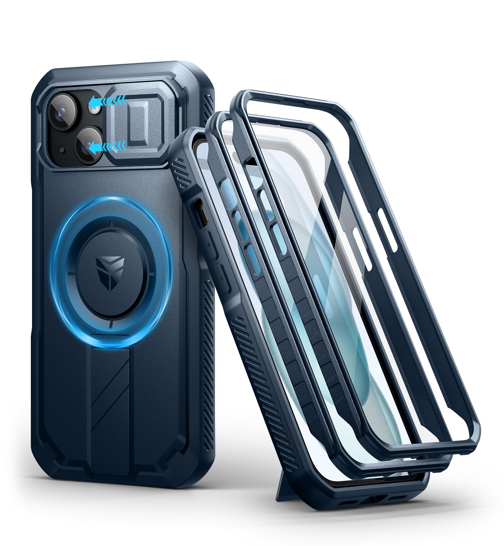 Foto 2 pulgar | Funda Dexnor Para Iphone 15 Con Cámara Deslizante, Color Azul Marino - Venta Internacional.