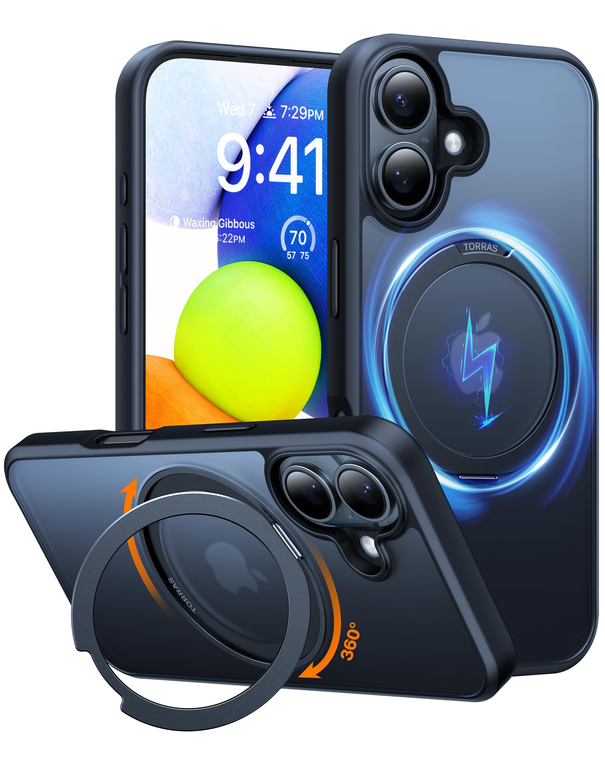 Foto 2 pulgar | Funda Para Teléfono Torras, Mejorada, Con Soporte Magnético Giratorio De 360° Para Iphone 16, Negra - Venta Interna