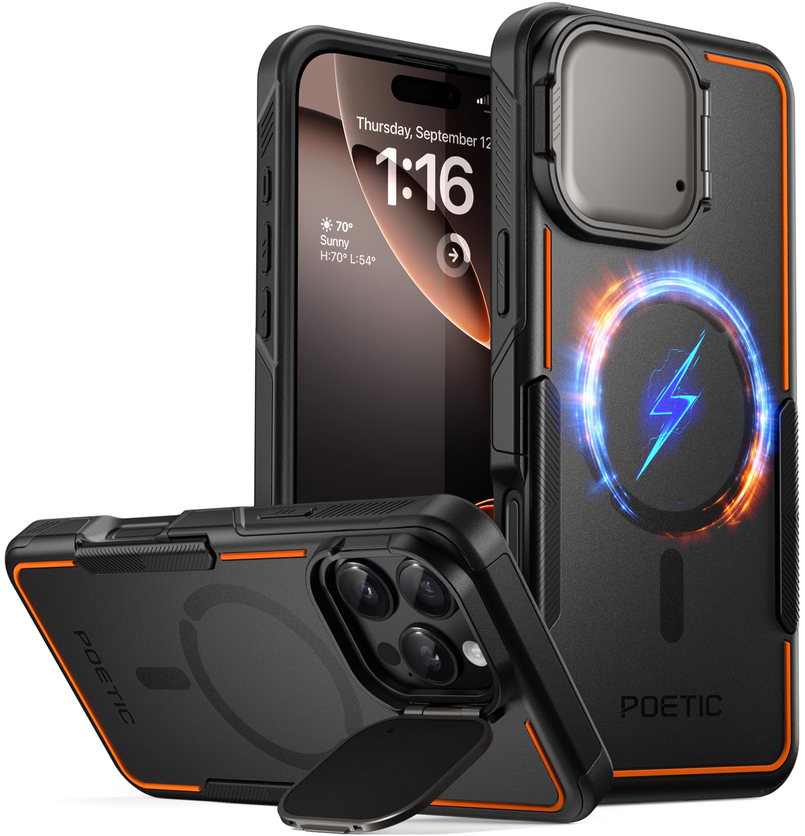 Foto 2 pulgar | Funda De Teléfono Poetic Neon Compatible Con Iphone 16 Pro Max Negra - Venta Internacional.