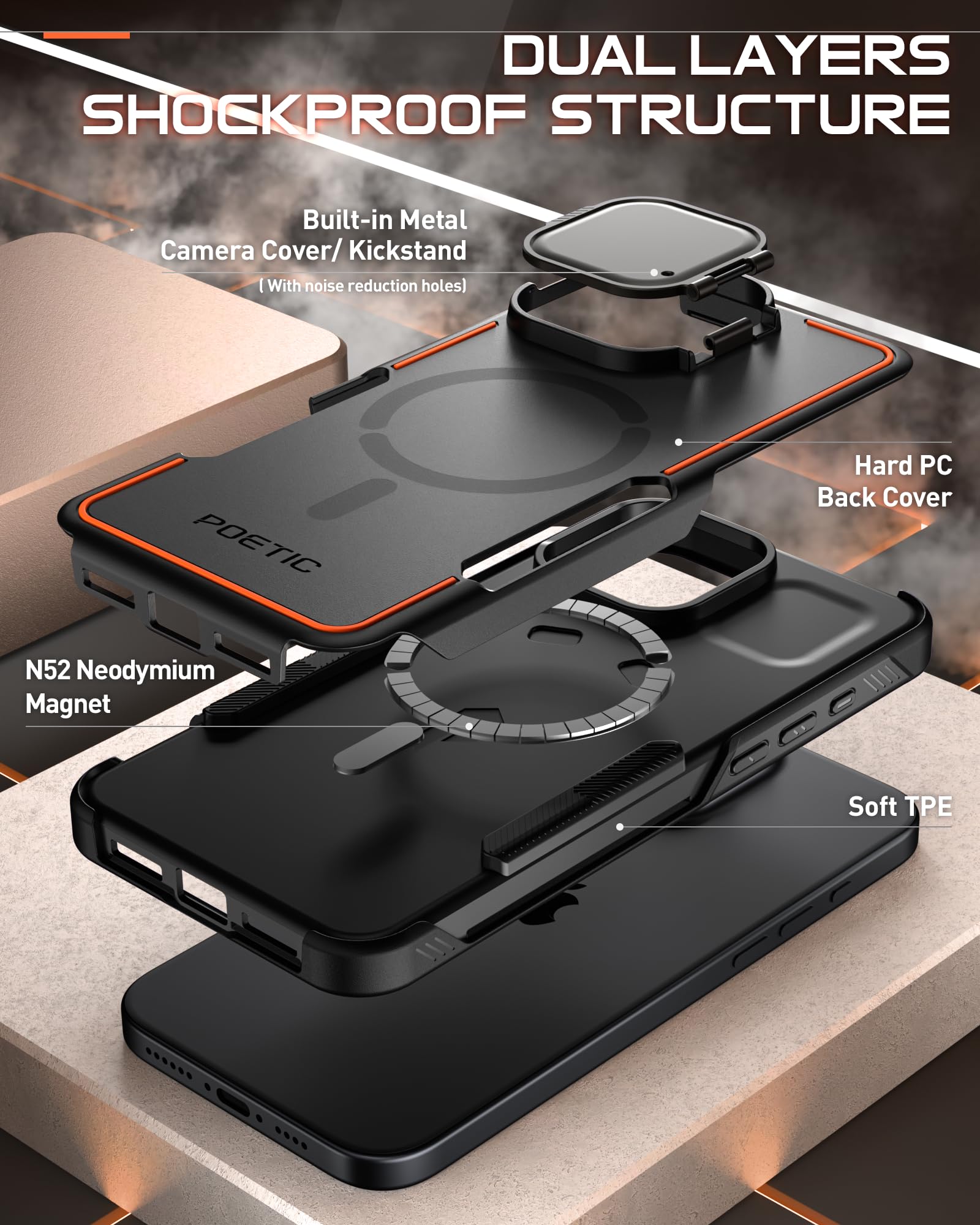 Foto 3 | Funda De Teléfono Poetic Neon Compatible Con Iphone 16 Pro Max Negra - Venta Internacional.
