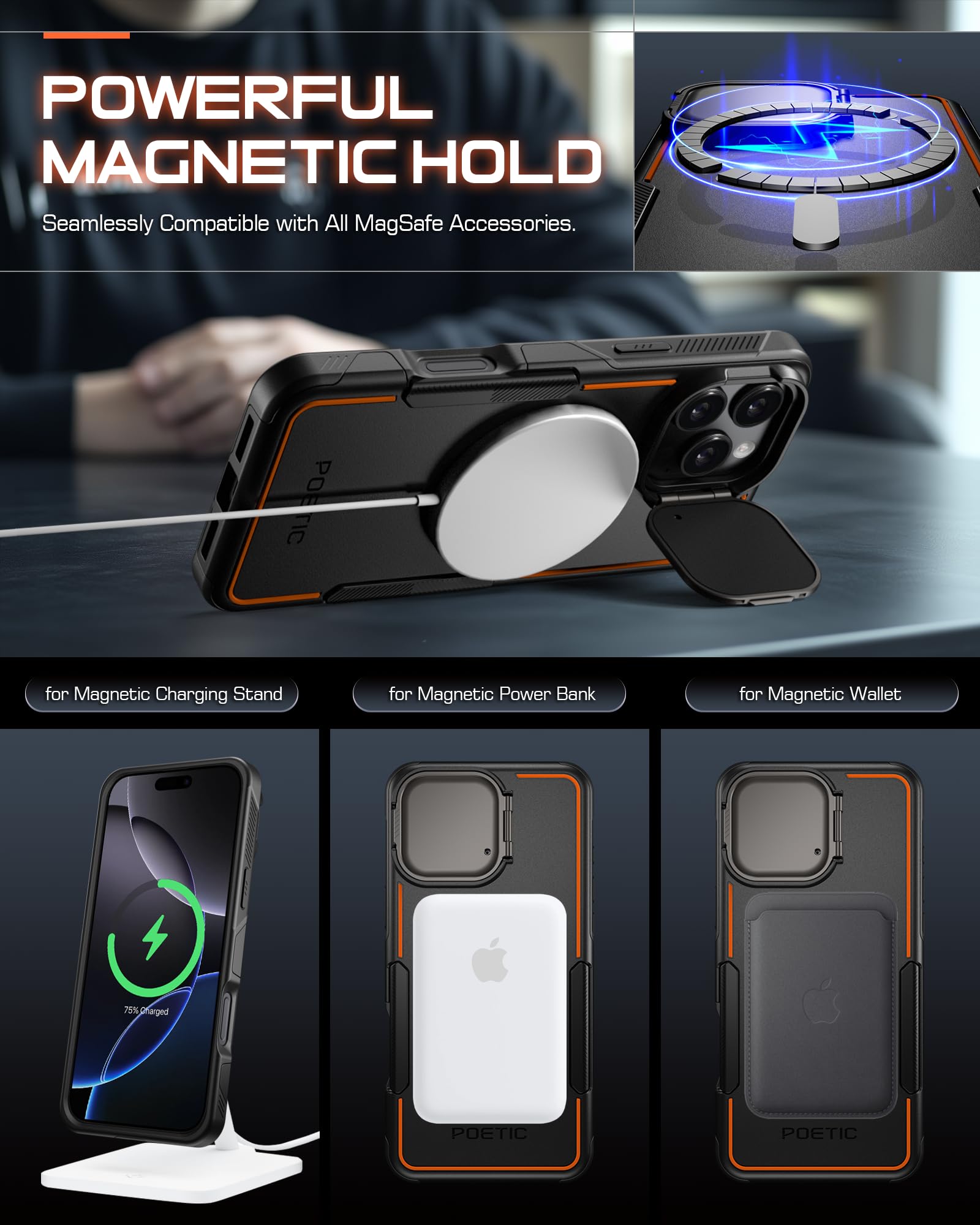 Foto 8 pulgar | Funda De Teléfono Poetic Neon Compatible Con Iphone 16 Pro Max Negra - Venta Internacional.