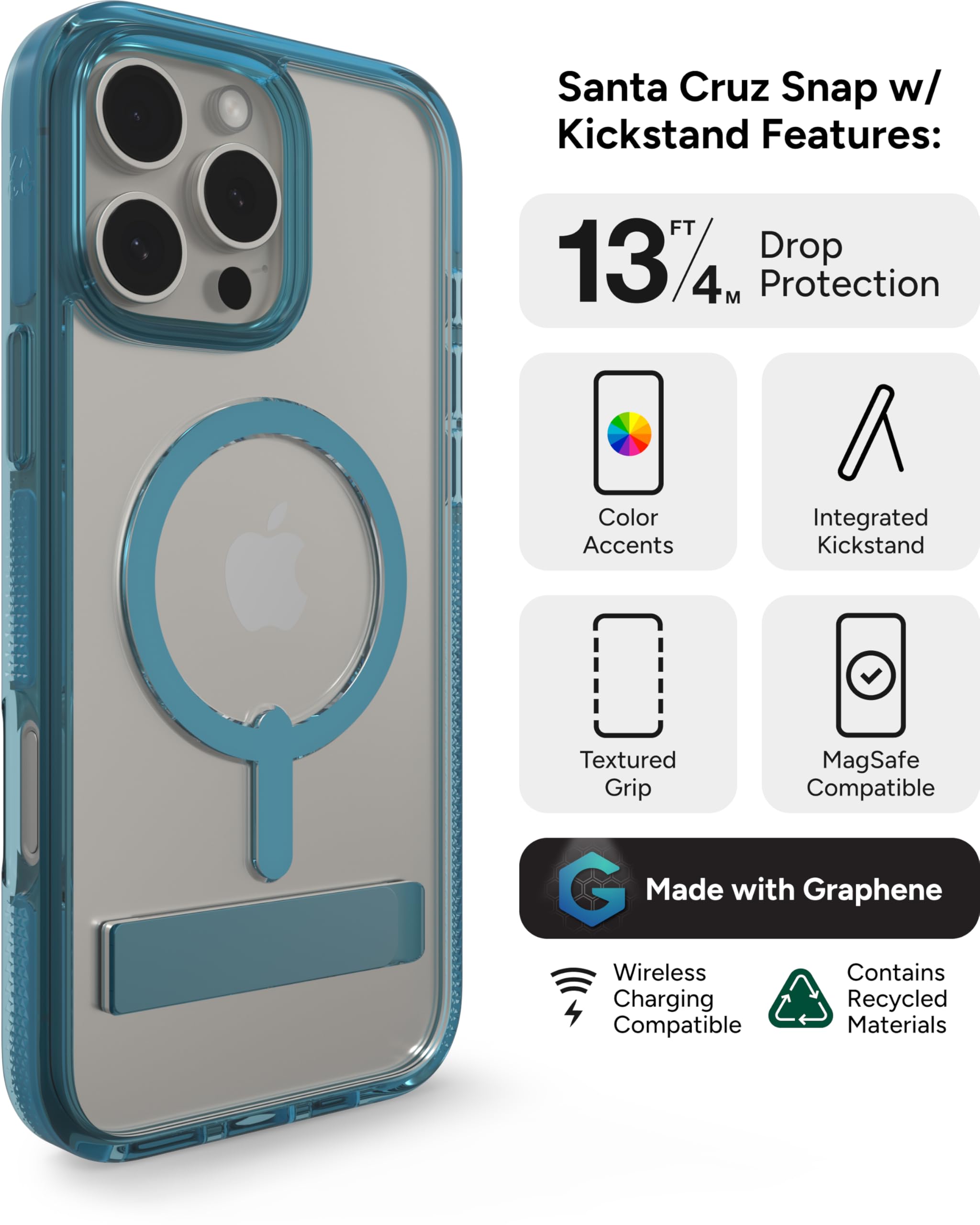 Foto 4 pulgar | Funda Zagg Santa Cruz Snap Con Soporte Para Iphone 16 Pro Max - Venta Internacional.