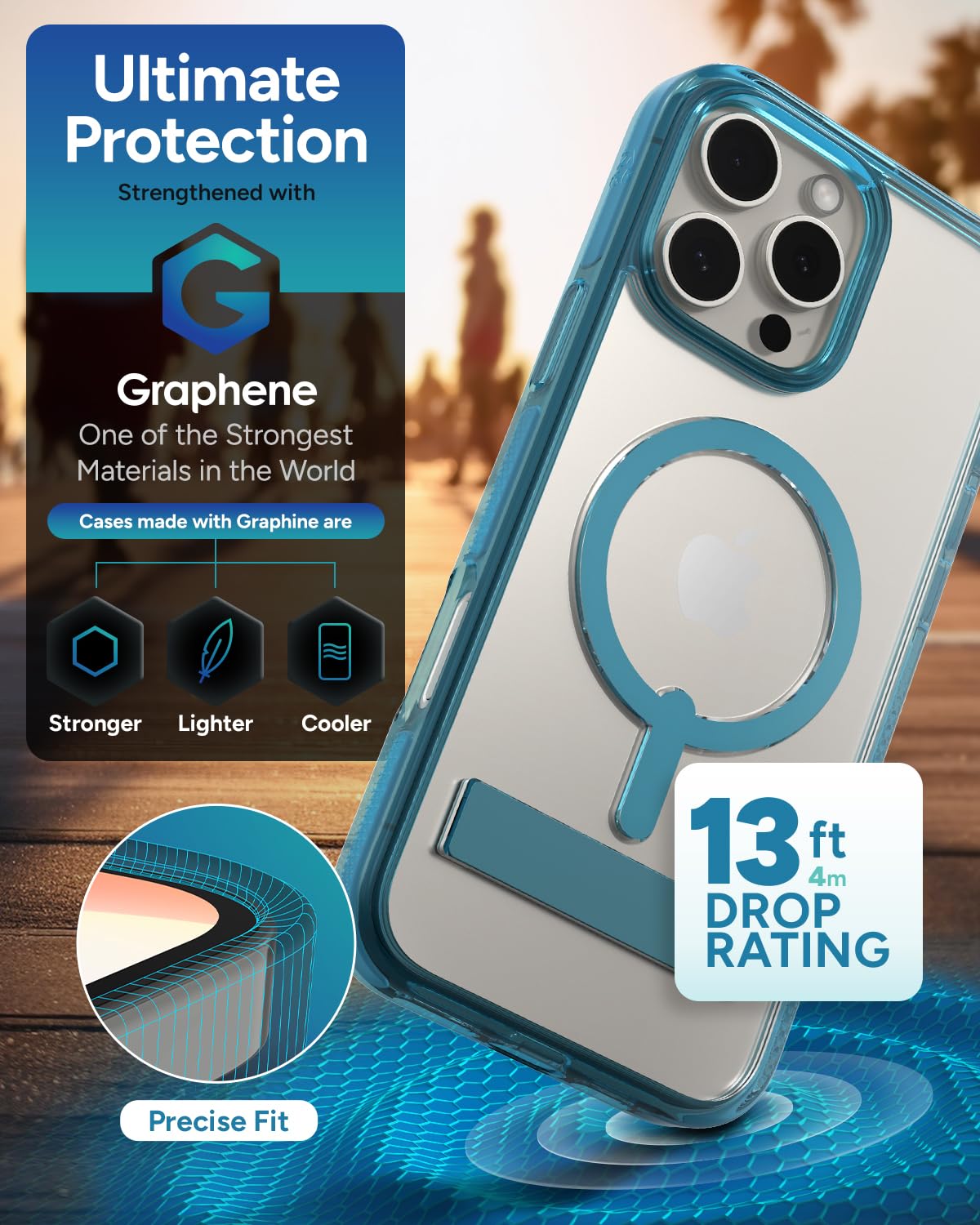 Foto 5 pulgar | Funda Zagg Santa Cruz Snap Con Soporte Para Iphone 16 Pro Max - Venta Internacional.