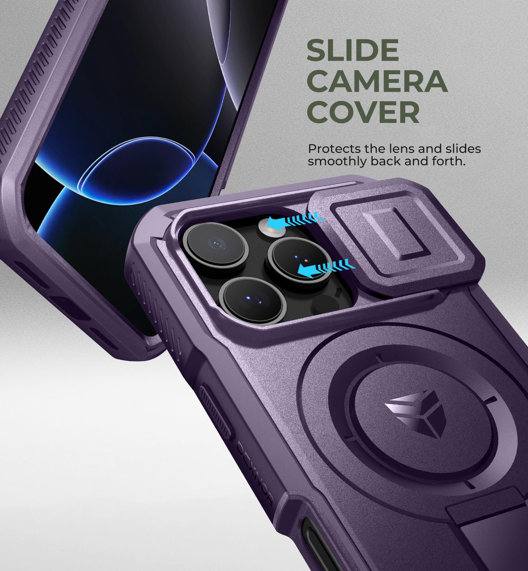 Foto 4 | Funda Dexnor Para Iphone 16 Pro Con Cámara Deslizante, Color Morado - Venta Internacional.