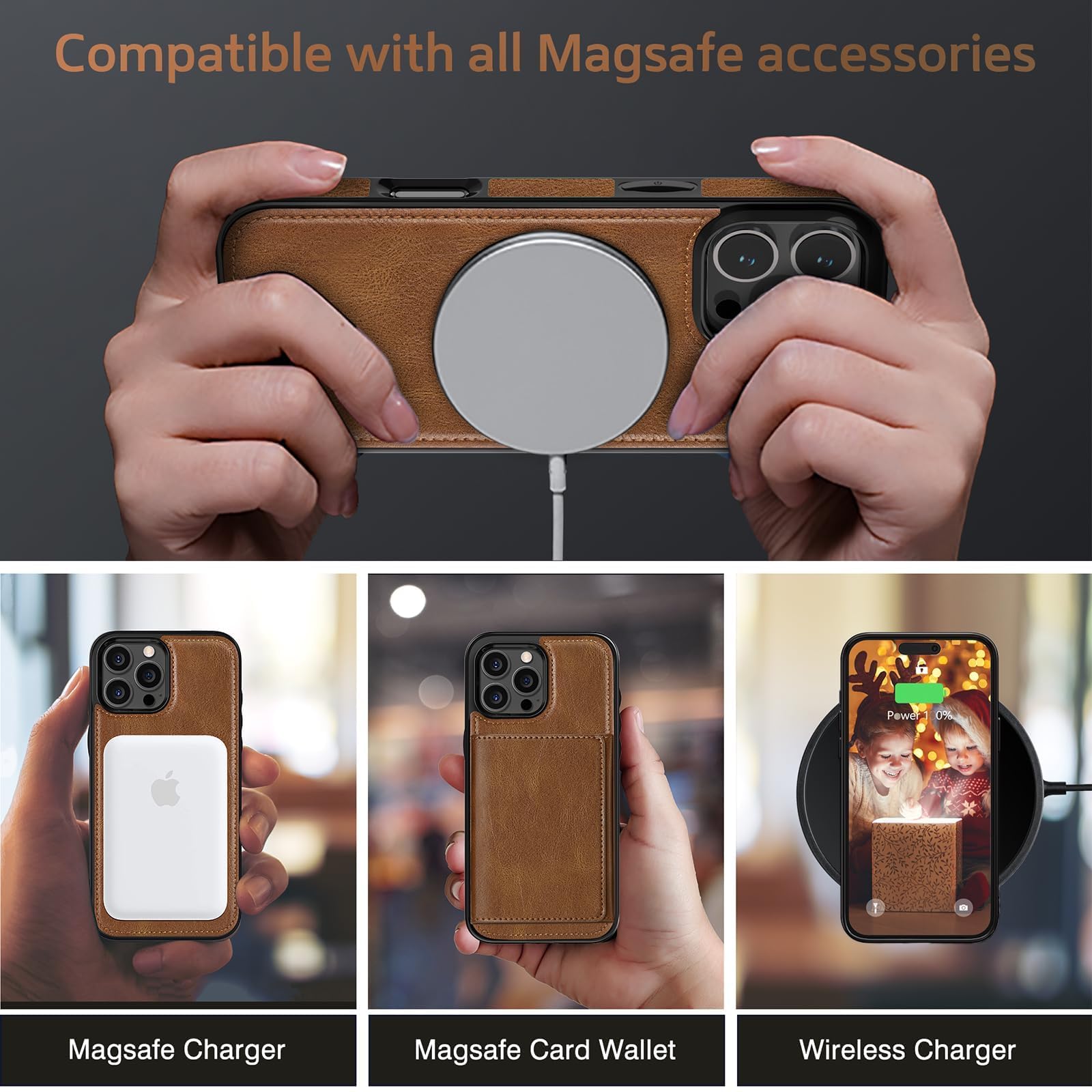 Foto 2 | Funda Lohasic Para Iphone 16 Pro Max Wallet De Piel Marrón - Venta Internacional.