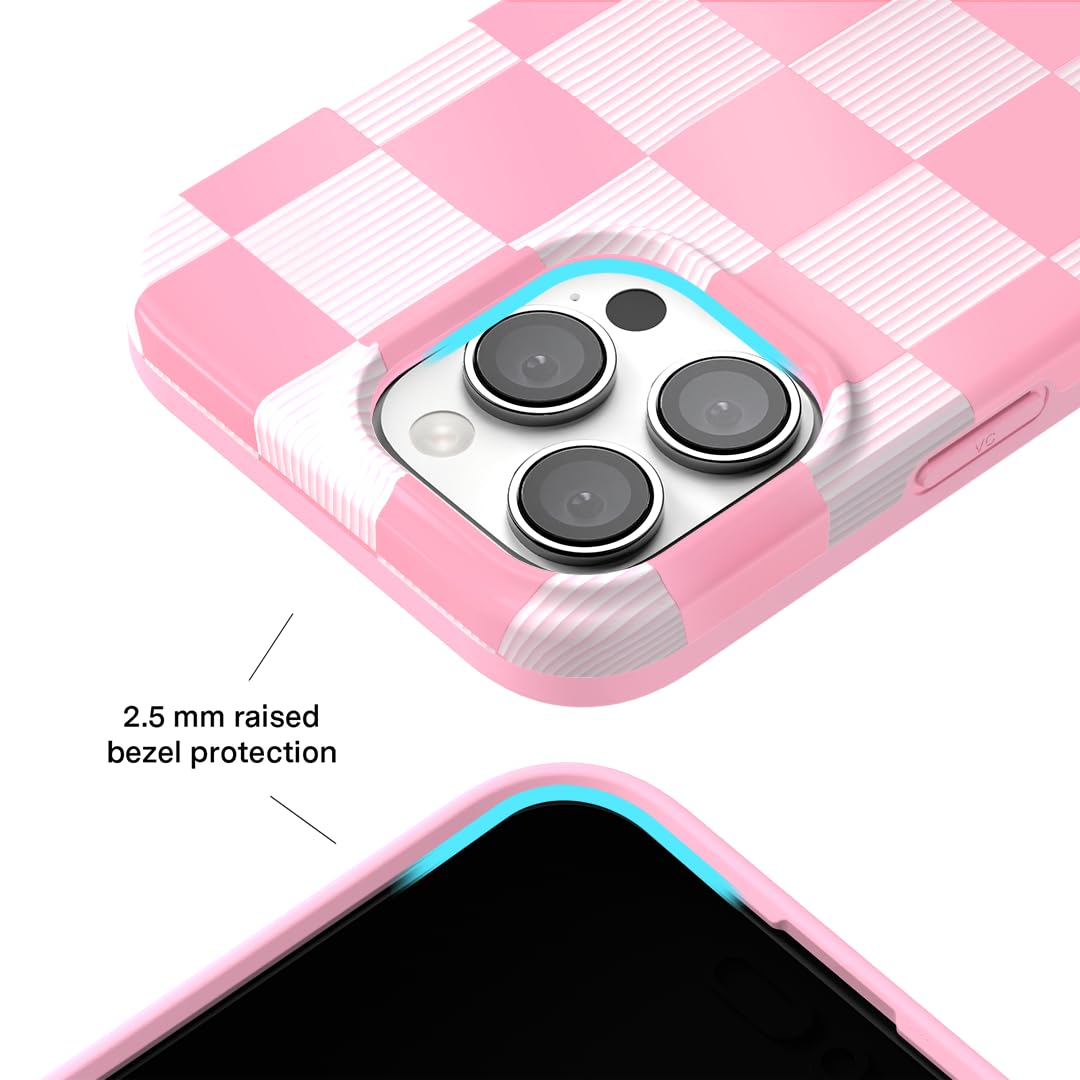 Foto 5 pulgar | Funda De Teléfono Velvet Caviar Para Iphone 16 Pro, Rosa A Cuadros - Venta Internacional.