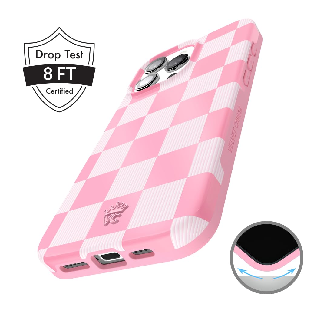 Foto 6 pulgar | Funda De Teléfono Velvet Caviar Para Iphone 16 Pro, Rosa A Cuadros - Venta Internacional.