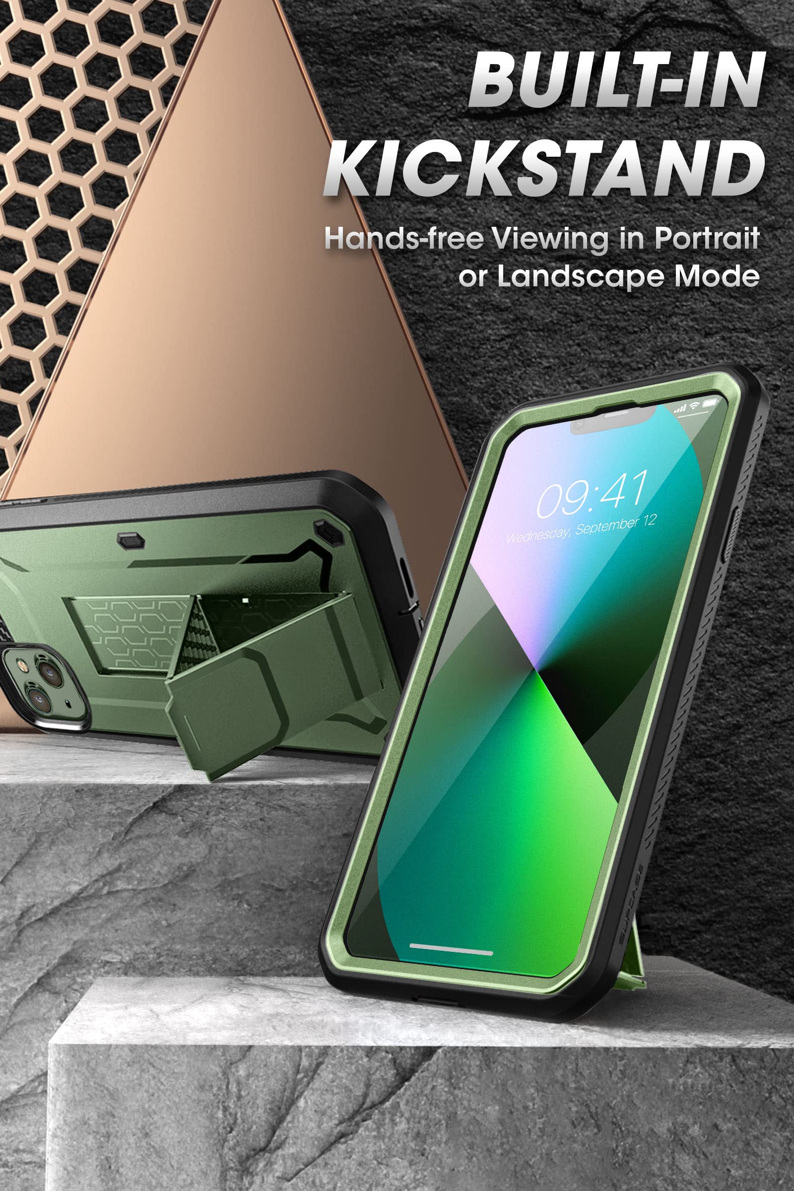 Foto 5 pulgar | Funda De Teléfono Supcase Unicorn Beetle Pro Con Soporte Para Iphone 13 - Venta Internacional.