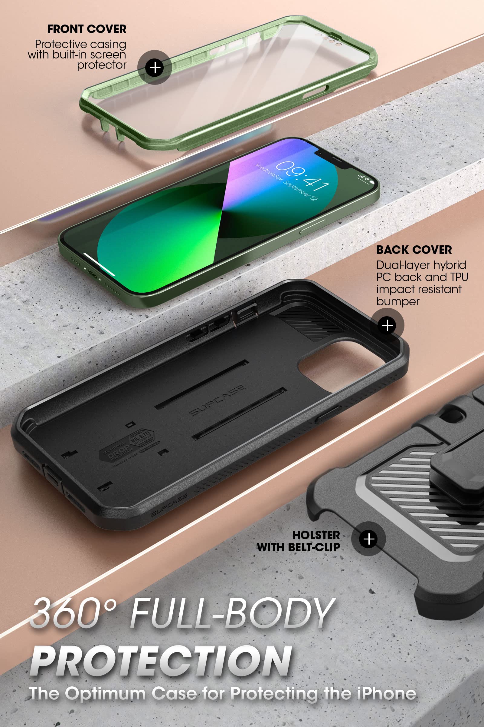 Foto 6 pulgar | Funda De Teléfono Supcase Unicorn Beetle Pro Con Soporte Para Iphone 13 - Venta Internacional.