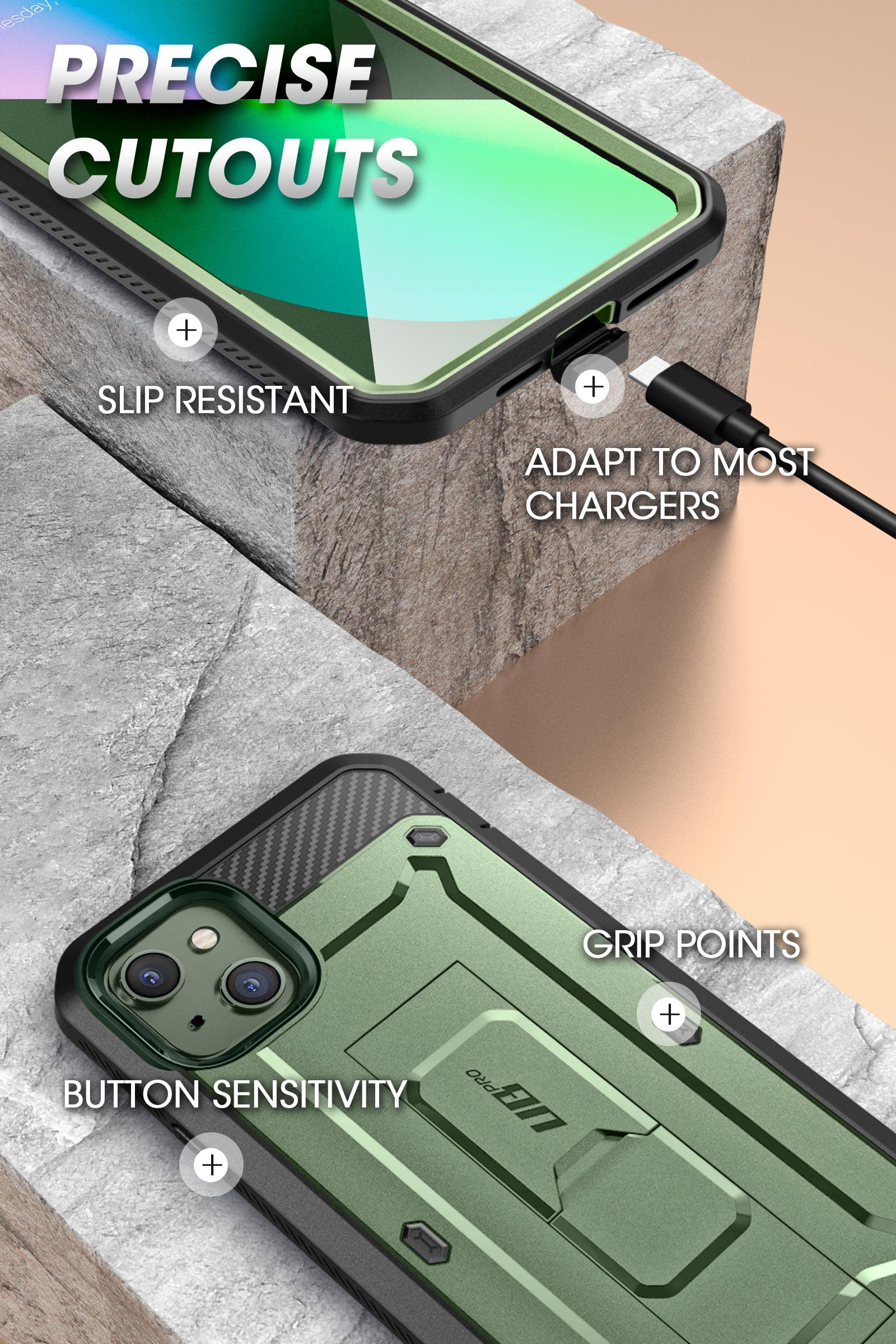 Foto 8 pulgar | Funda De Teléfono Supcase Unicorn Beetle Pro Con Soporte Para Iphone 13 - Venta Internacional.