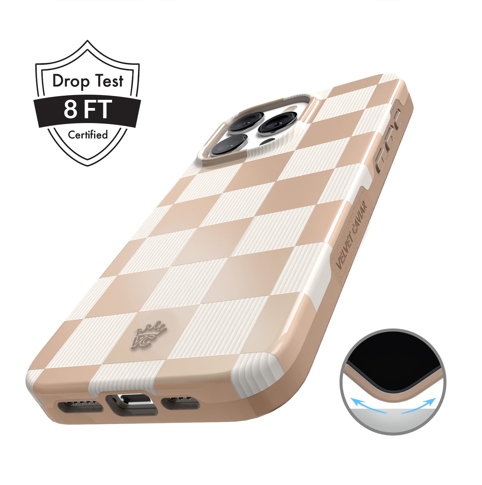 Foto 6 pulgar | Funda De Teléfono Velvet Caviar Para Iphone 15 Pro Checered Nude - Venta Internacional.