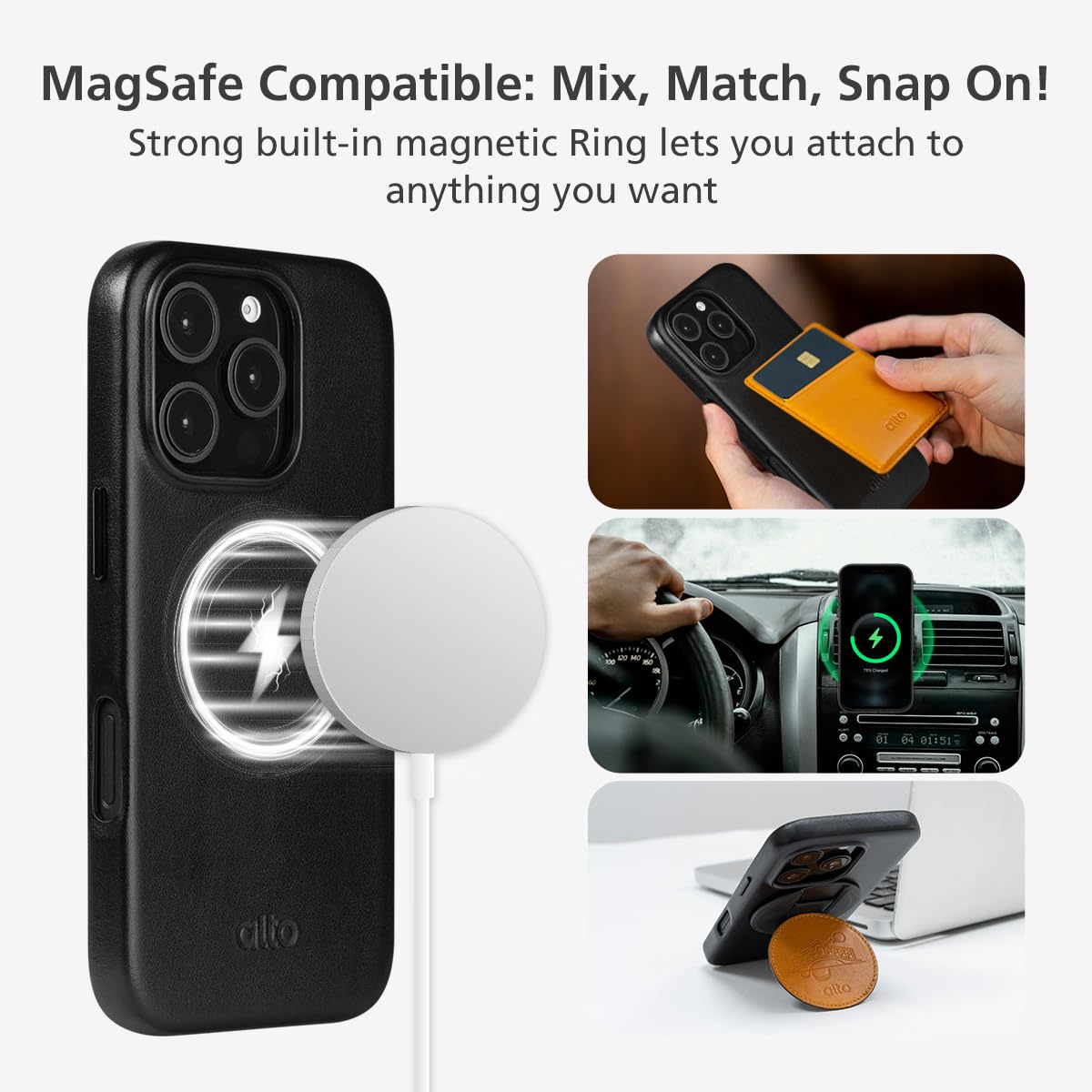 Foto 5 pulgar | Funda De Piel Magnética Compatible Con Iphone 16 Pro Max - Venta Internacional.