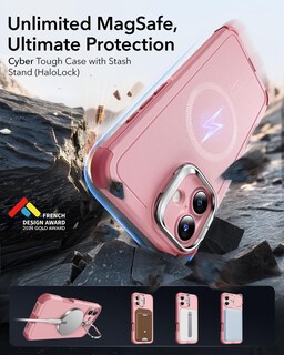 Foto 3 | Funda Esr Para Iphone 16 Con Soporte De 7 M, Protección Contra Caídas, Color Rosa - Venta Internacional.