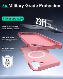 Foto 4 | Funda Esr Para Iphone 16 Con Soporte De 7 M, Protección Contra Caídas, Color Rosa - Venta Internacional.