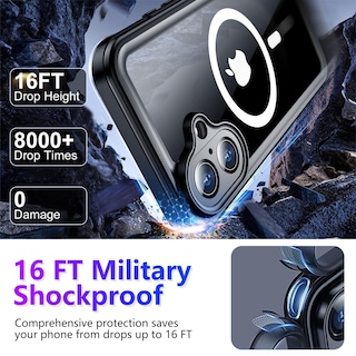 Foto 4 | Funda Impermeable Temdan Compatible Con Iphone 16 6.1 Negra - Venta Internacional.