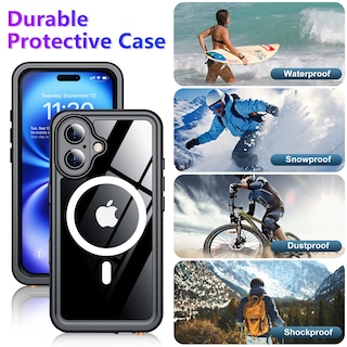 Foto 6 | Funda Impermeable Temdan Compatible Con Iphone 16 6.1 Negra - Venta Internacional.