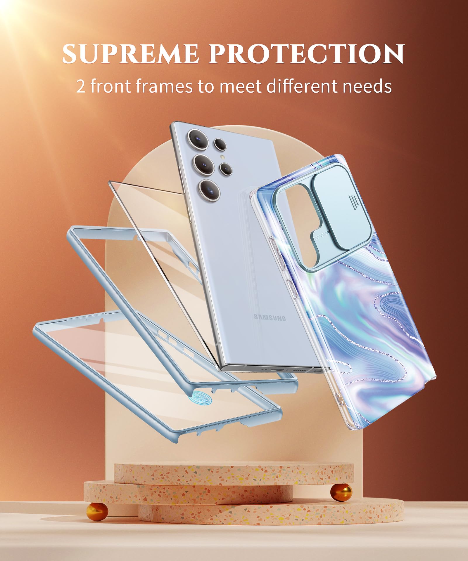 Foto 6 pulgar | Funda De Teléfono Gviewin Para Samsung Galaxy S24 Ultra 6.8 Azul - Venta Internacional.
