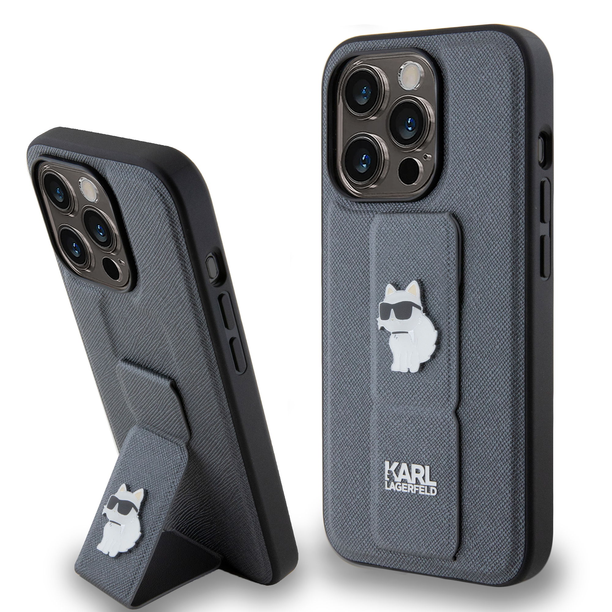 Foto 4 pulgar | Funda Karl Saffiano Stand Choupette Para Iphone 15 Pro Max - Negro
