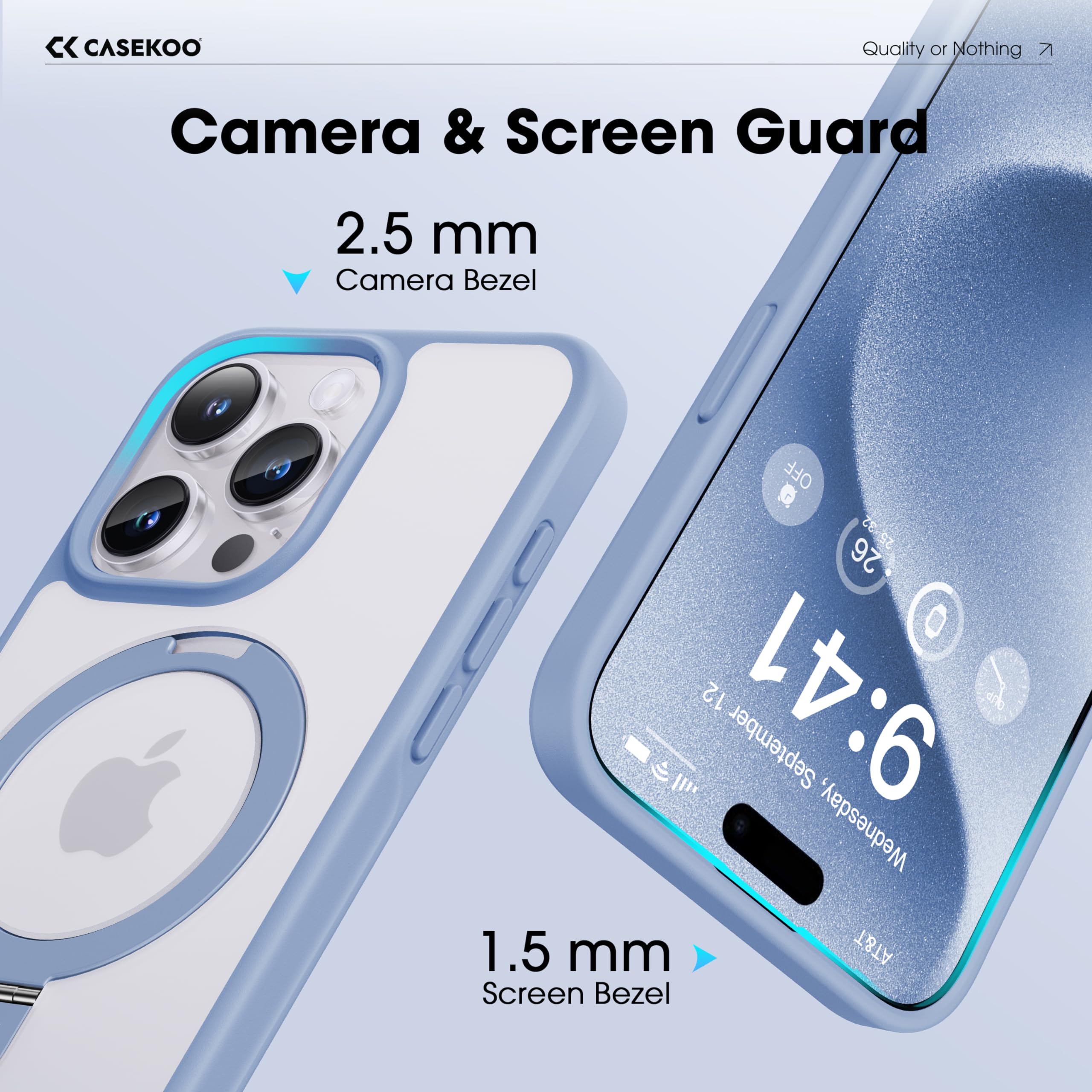 Foto 6 | Funda De Teléfono Casekoo Diseñada Para Iphone 15 Pro, Color Azul Claro - Venta Internacional.
