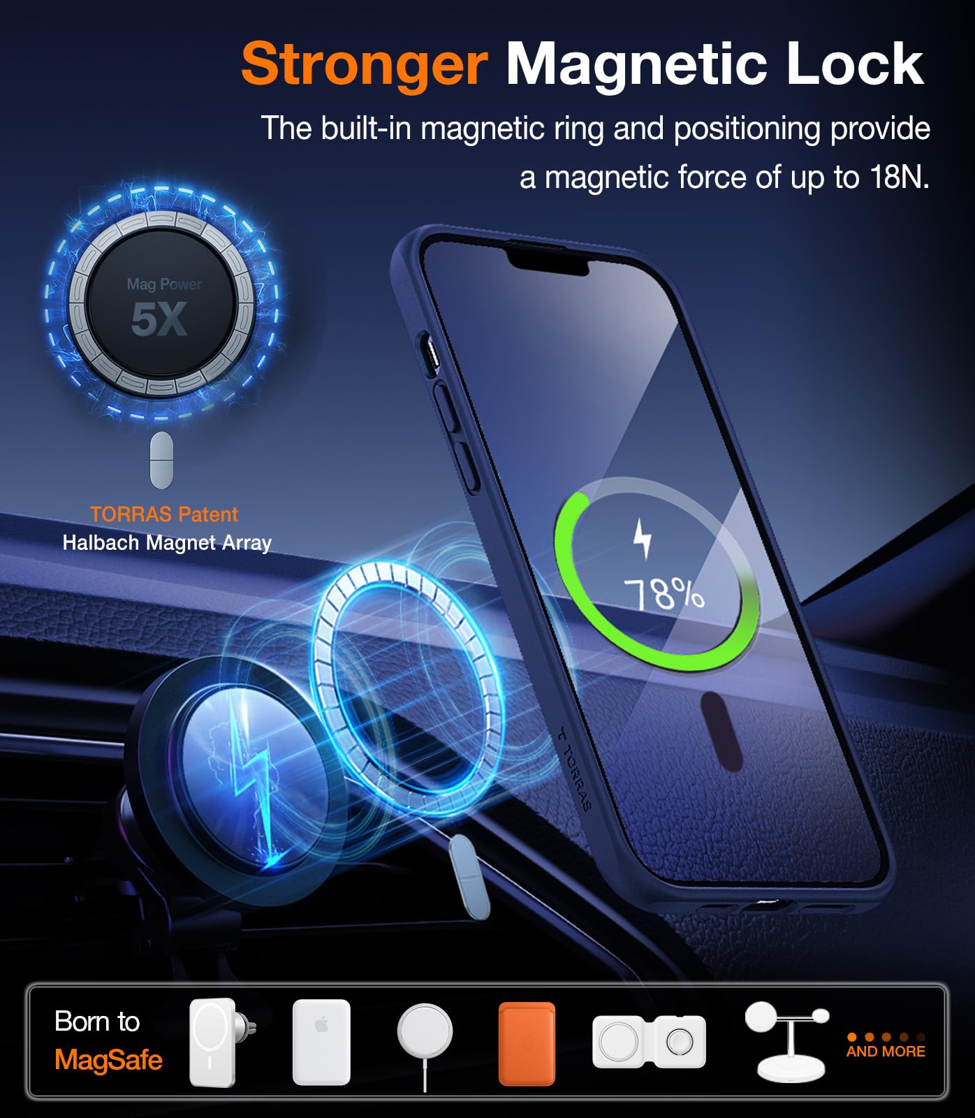 Foto 4 pulgar | Funda Para Teléfono Torras Strong Magnetic Stand Iphone 13 Pro Azul - Venta Internacional.