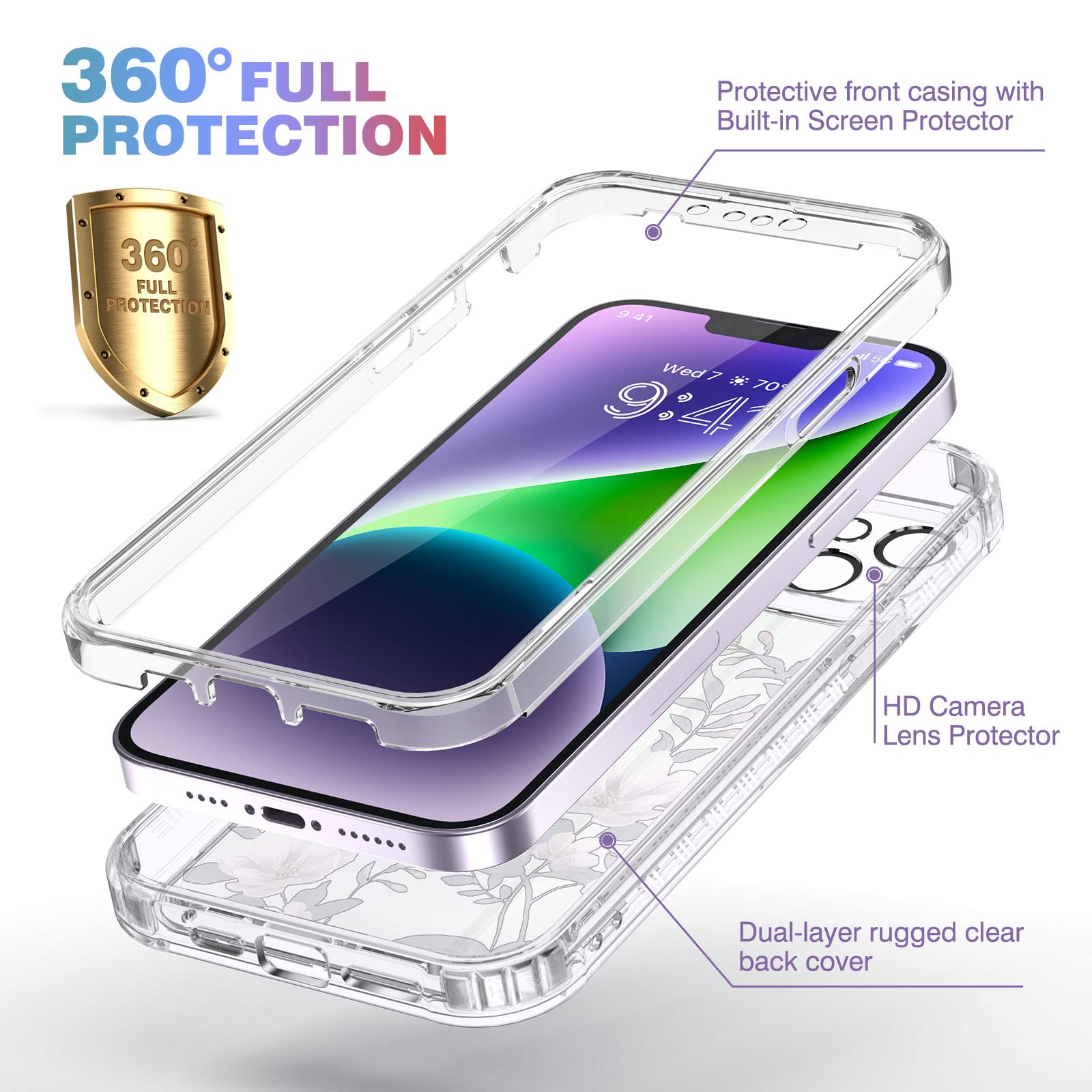 Foto 2 | Funda De Teléfono Diaclara Diseñada Para Iphone 14 6.1 Con Protector De Pantalla - Venta Internacional.