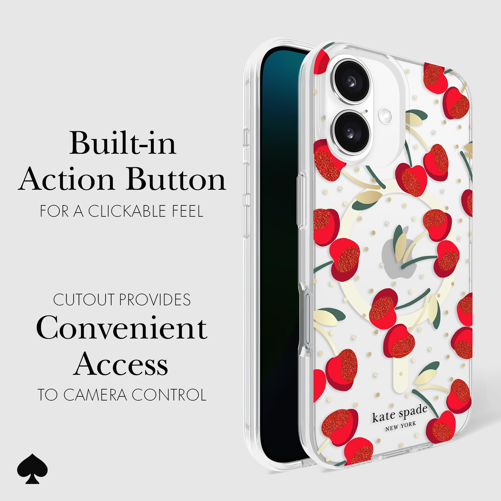 Foto 5 pulgar | Funda De Teléfono Kate Spade New York Para Iphone 16 Cherry Dot Gems - Venta Internacional.