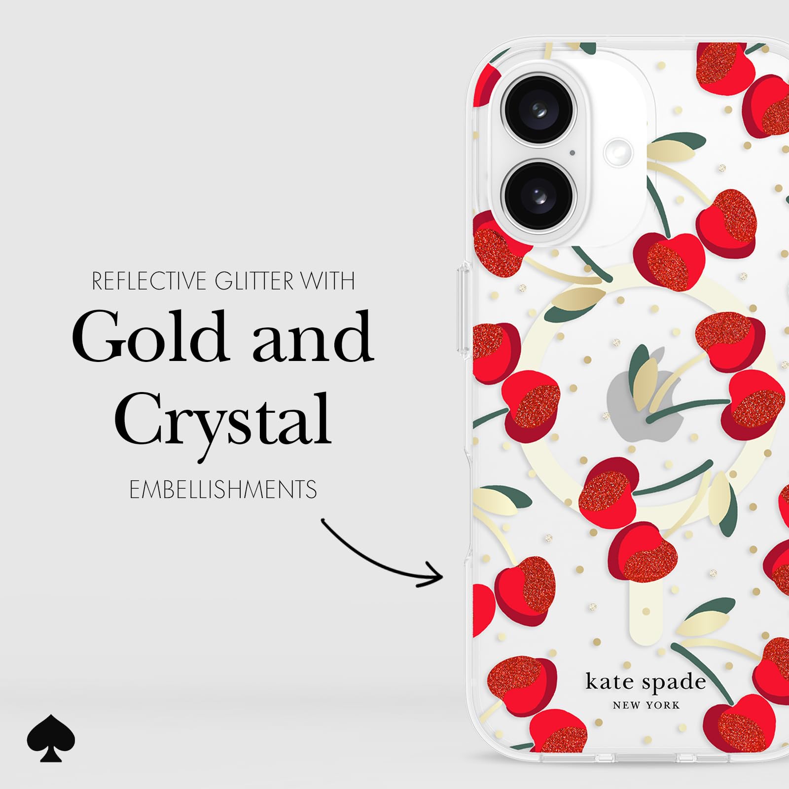 Foto 6 pulgar | Funda De Teléfono Kate Spade New York Para Iphone 16 Cherry Dot Gems - Venta Internacional.