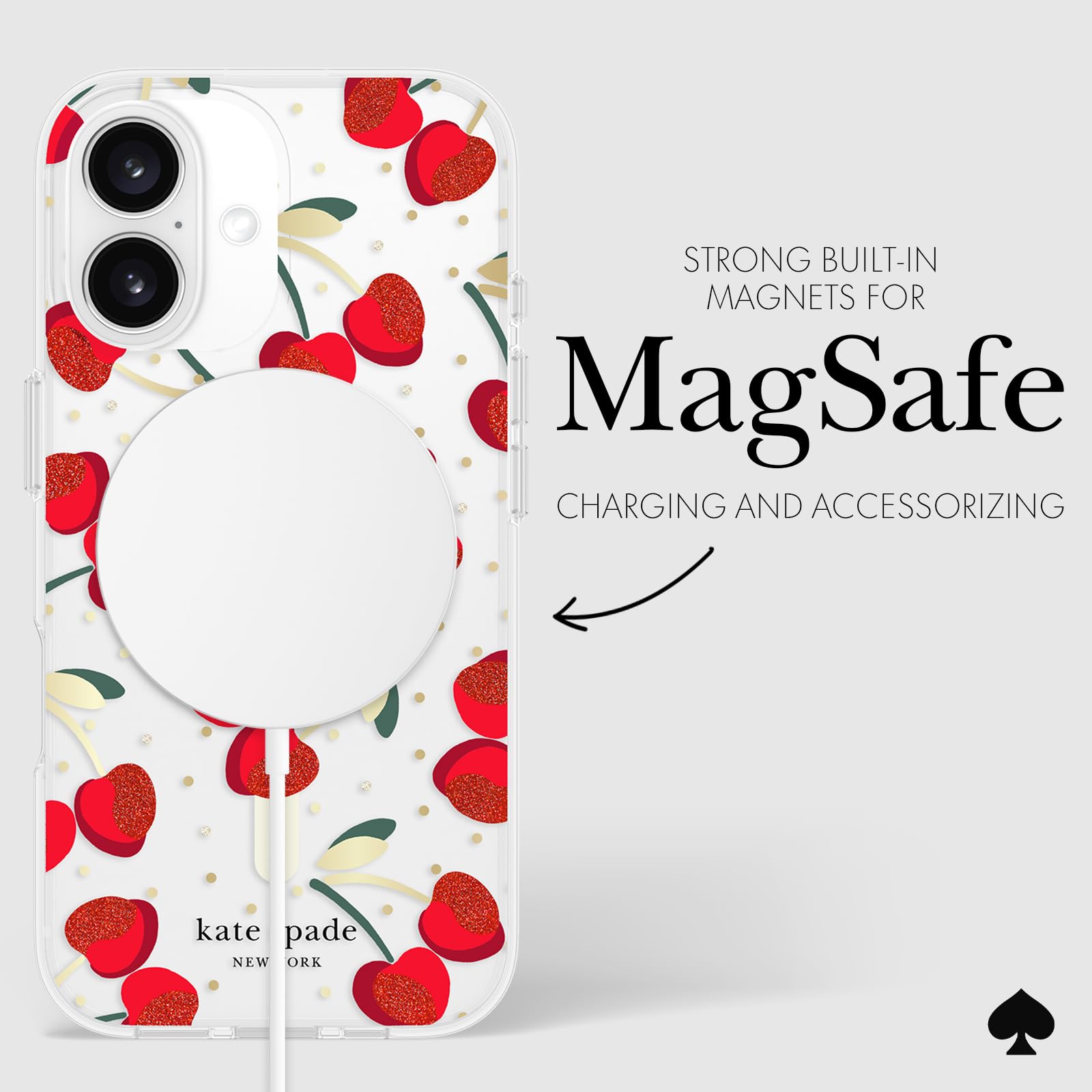 Foto 7 pulgar | Funda De Teléfono Kate Spade New York Para Iphone 16 Cherry Dot Gems - Venta Internacional.