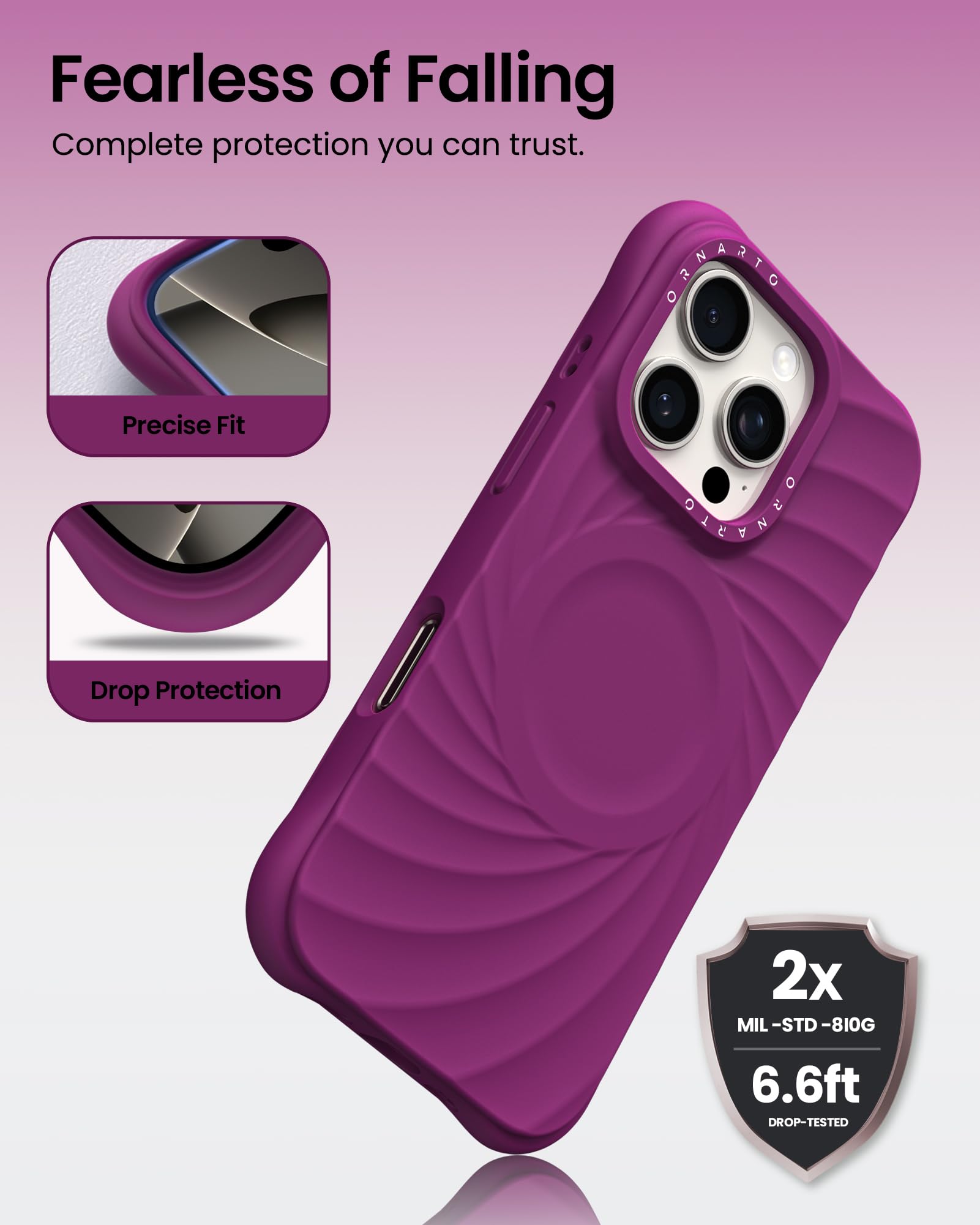 Foto 4 pulgar | Funda Ornarto Vortuxe Para Iphone 16 Pro Con 2 Protectores Contra Caídas - Venta Internacional.