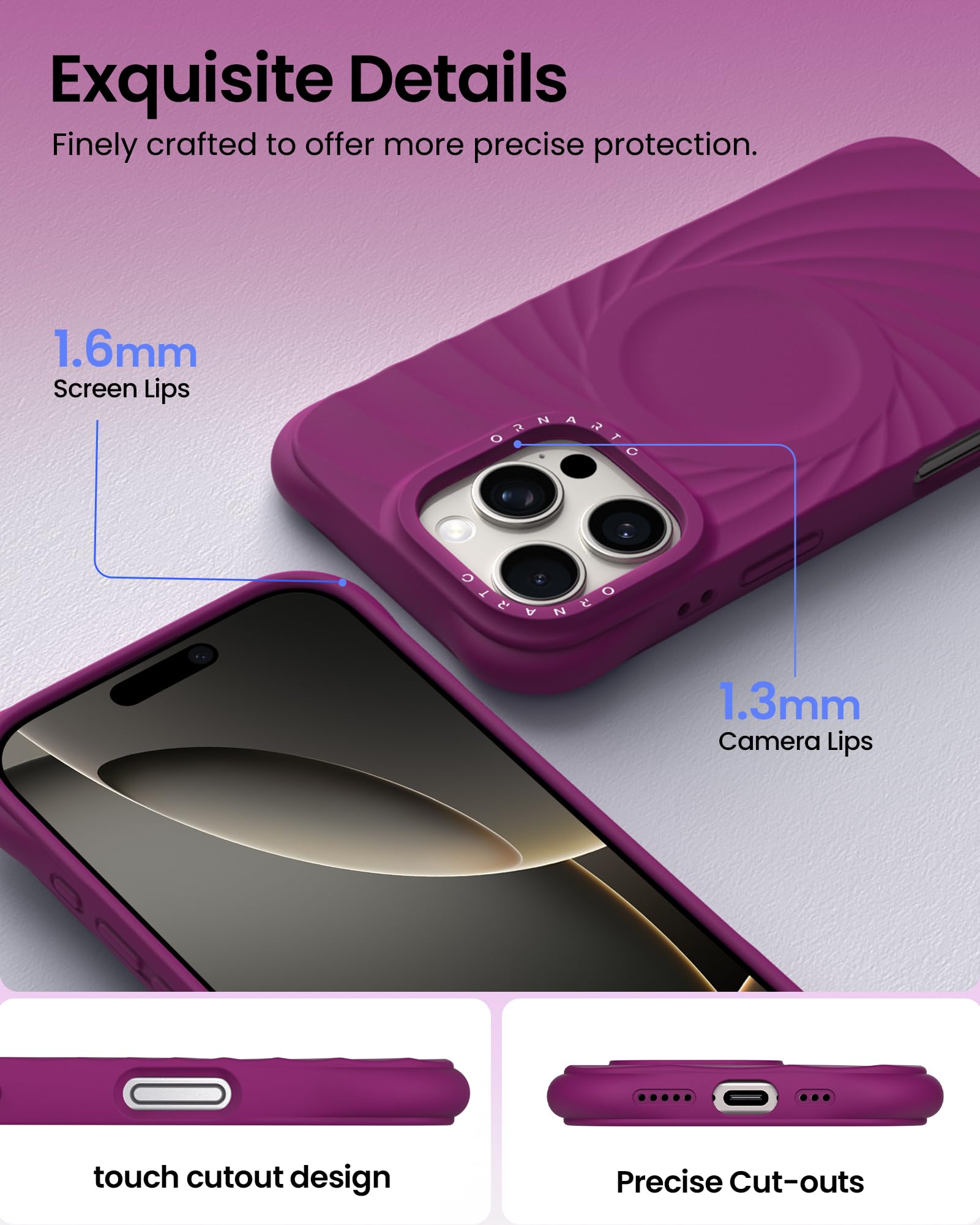 Foto 5 pulgar | Funda Ornarto Vortuxe Para Iphone 16 Pro Con 2 Protectores Contra Caídas - Venta Internacional.