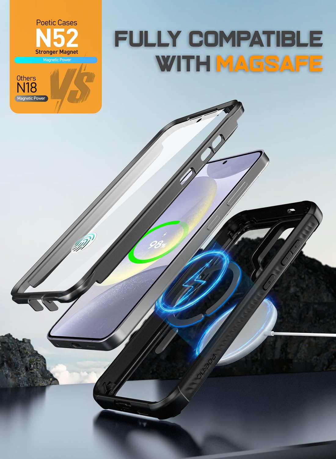 Foto 7 pulgar | Funda Poetic Guardian Para Samsung Galaxy S24+ Plus 6.7, Color Negro Y Transparente - Venta Internacional.