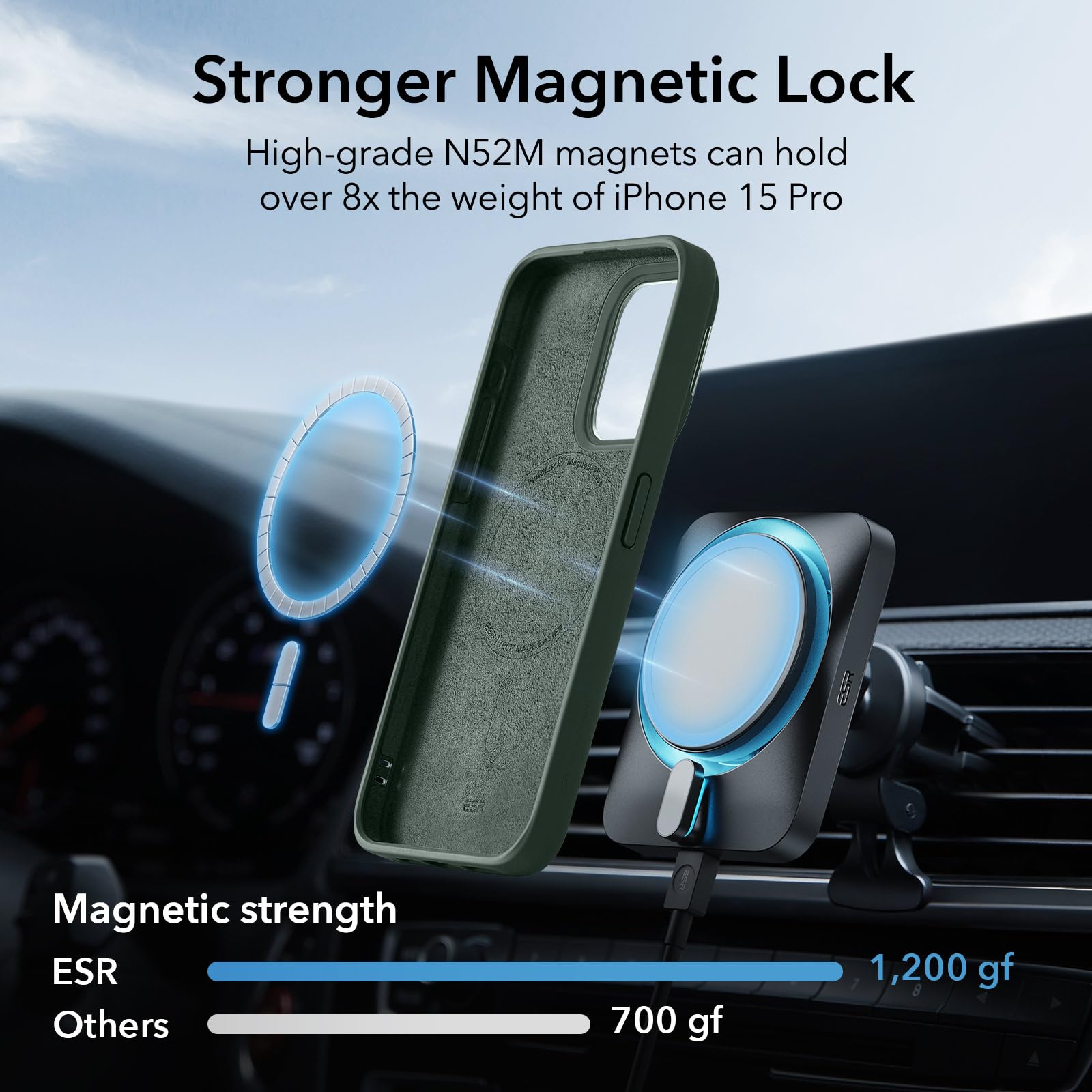 Foto 5 pulgar | Funda Esr Para Iphone 15 Pro Magsafe De Silicona Con Soporte Verde - Venta Internacional.