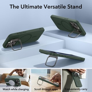 Foto 5 | Funda Esr Para Iphone 15 Pro Magsafe De Silicona Con Soporte Verde - Venta Internacional.