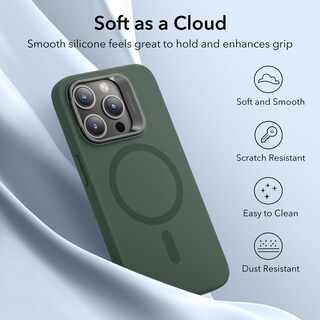 Foto 6 | Funda Esr Para Iphone 15 Pro Magsafe De Silicona Con Soporte Verde - Venta Internacional.