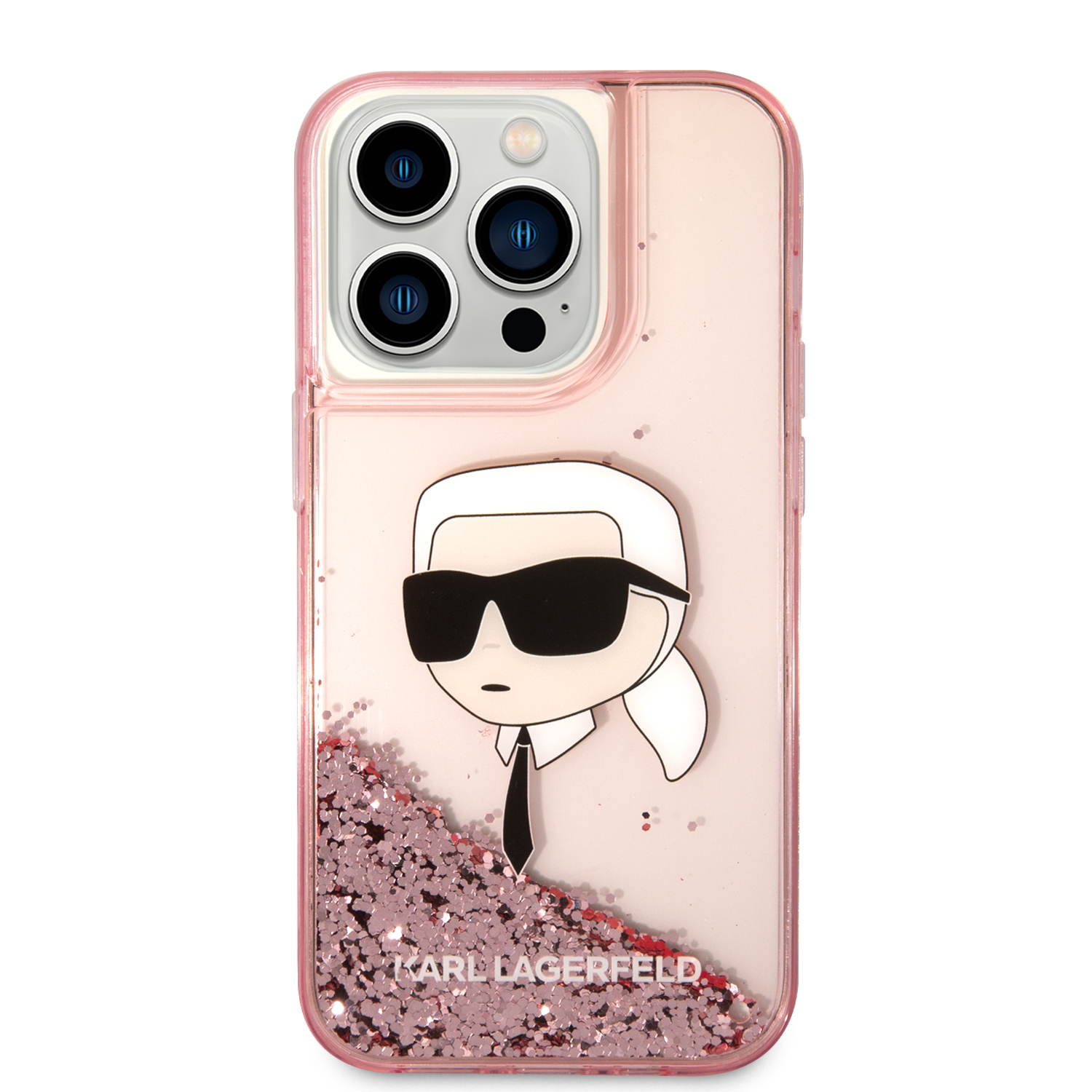 Foto 4 pulgar | Funda Karl Glitter Líquido Cabeza Para Iphone 14 Pro - Rosa